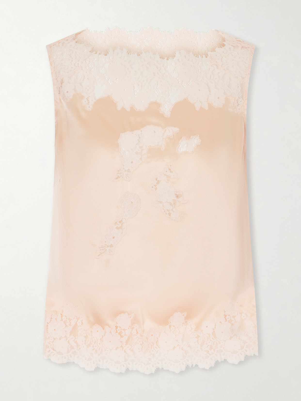 Doen Viviane Lace-trimmed Silk-satin Top In Orange