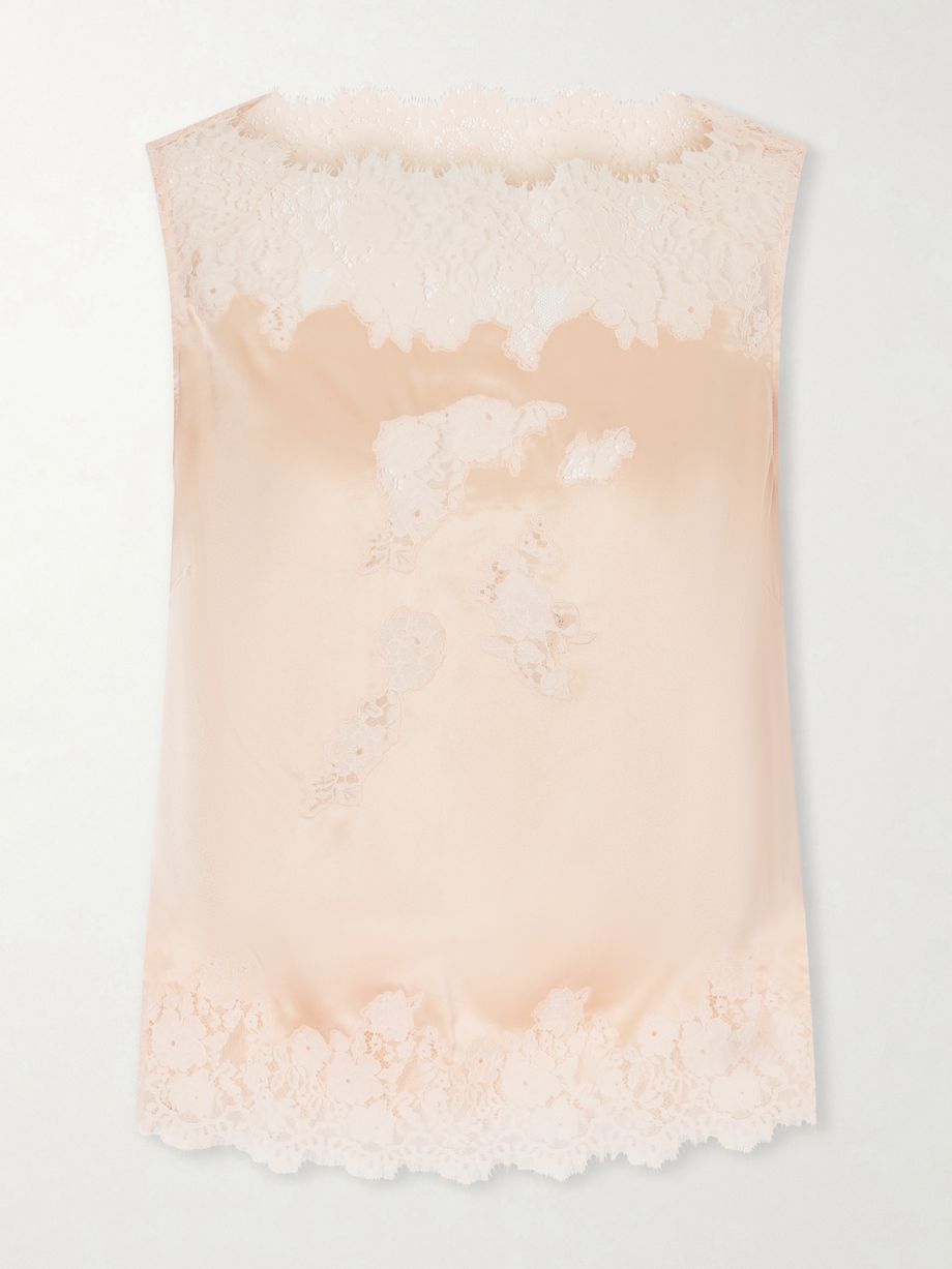 Viviane lace-trimmed silk-satin top