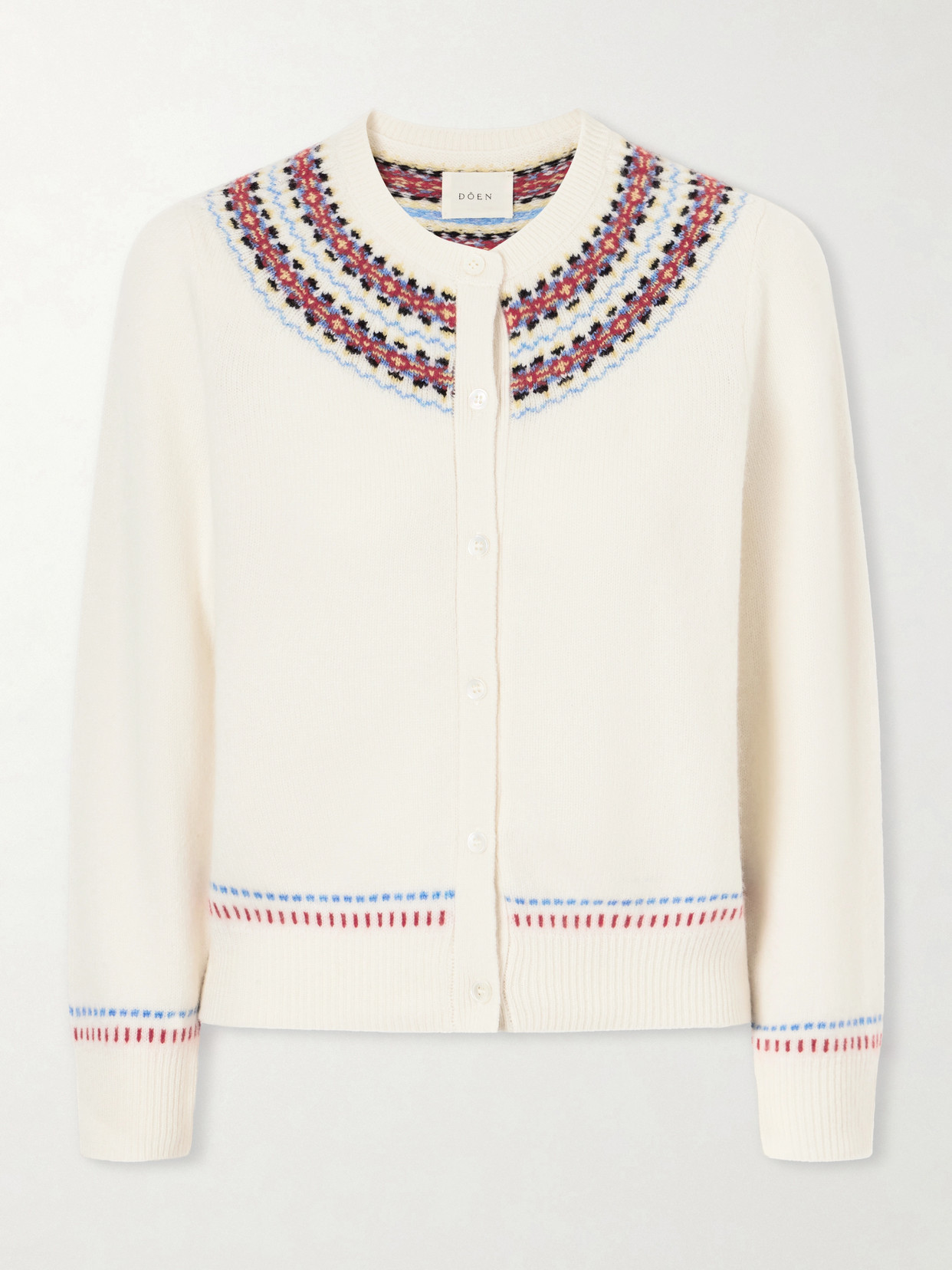 Doen Olympe Embroidered Wool And Cashmere-blend Cardigan In White
