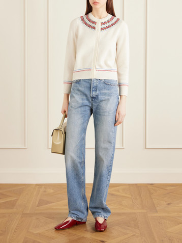 Dôen Olympe embroidered wool and cashmere-blend cardigan