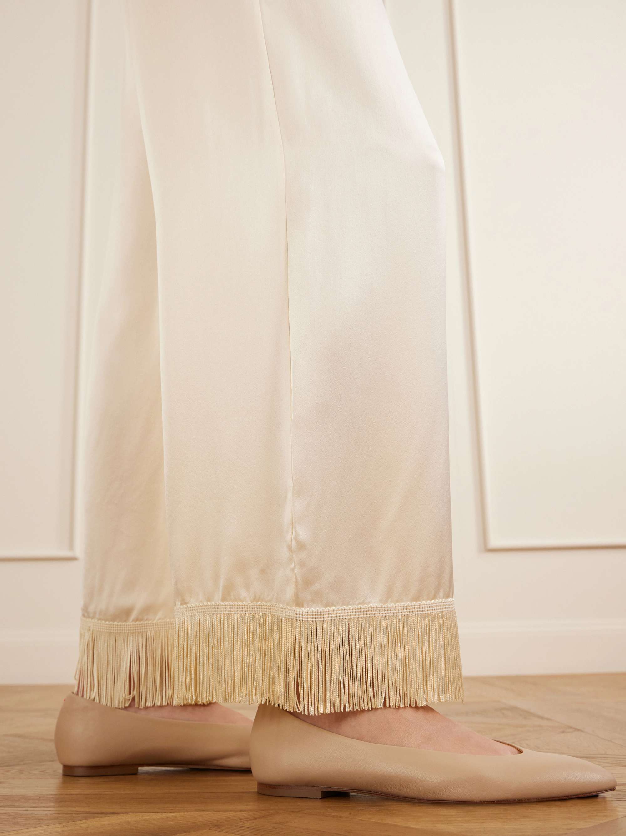 DÔEN Lavon fringed silk wide-leg pants | NET-A-PORTER
