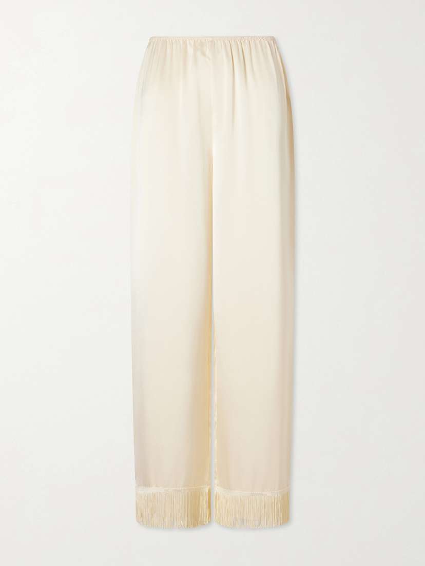 DÔEN Lavon Fringed Silk Wide-leg Pants