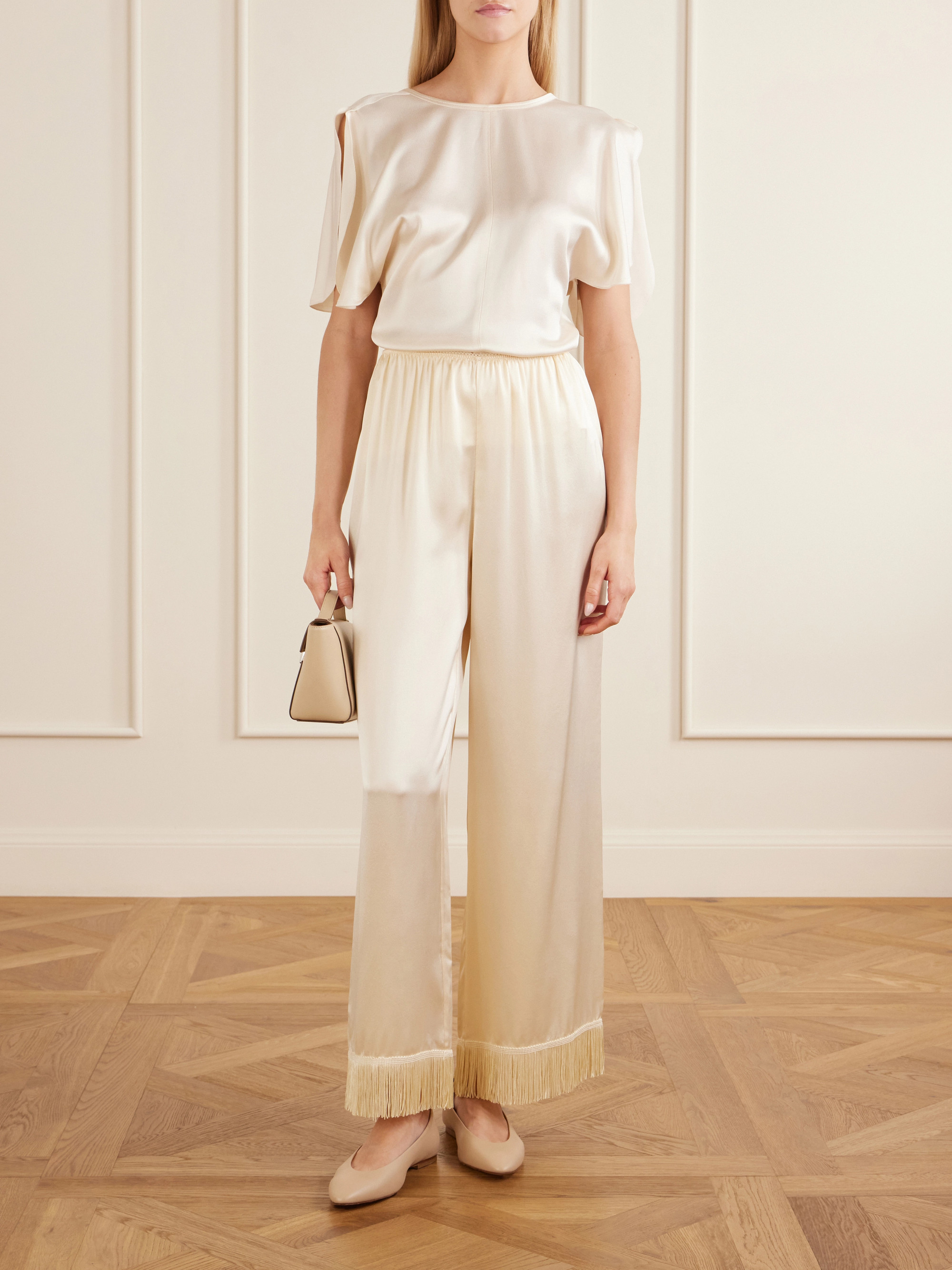Dôen - Lavon fringed silk wide-leg pants | Plush