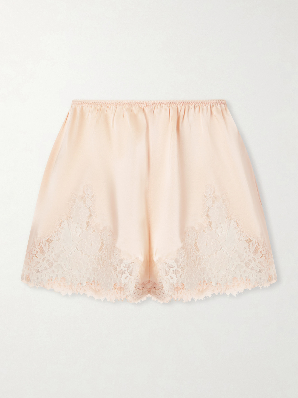 Doen Iona Lace-trimmed Silk-satin Shorts In Orange