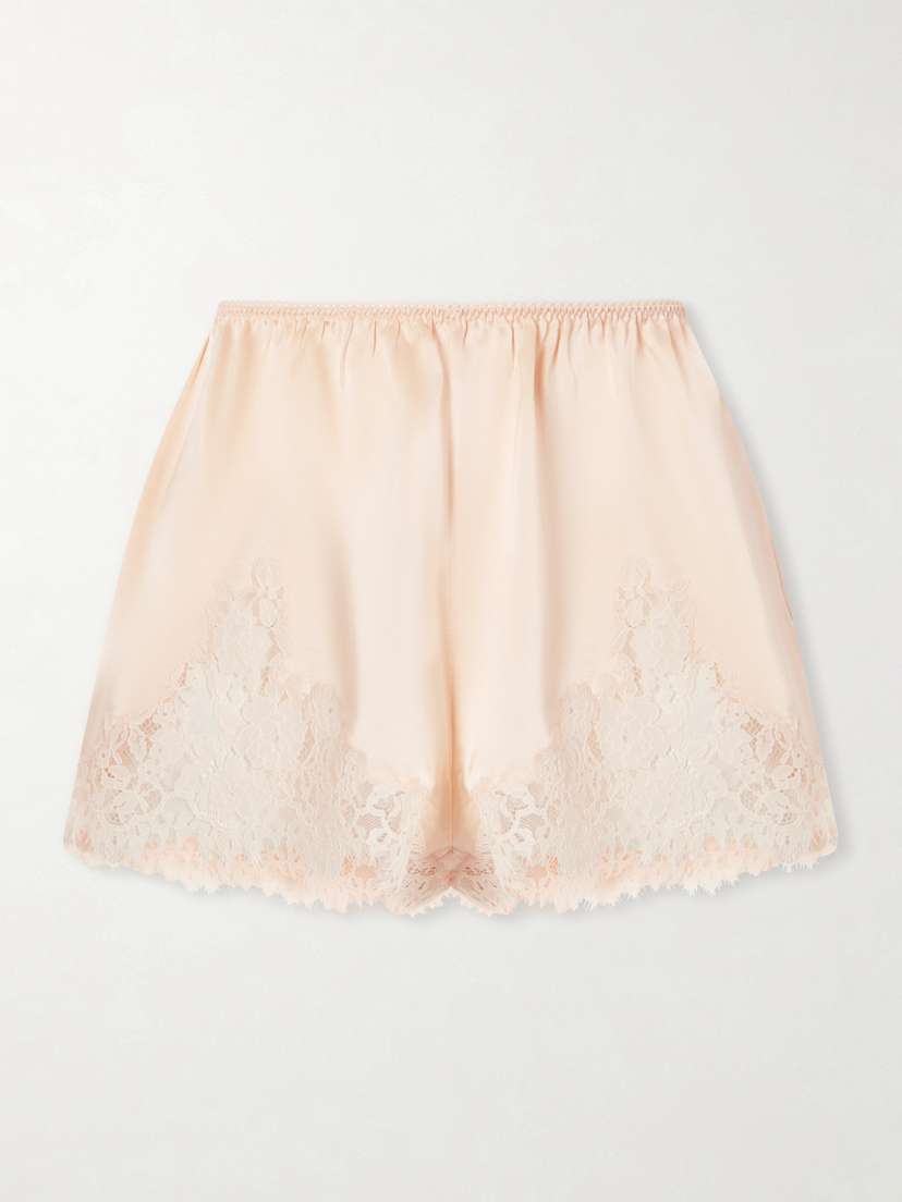 DÔEN Iona Lace-trimmed Silk-satin Shorts