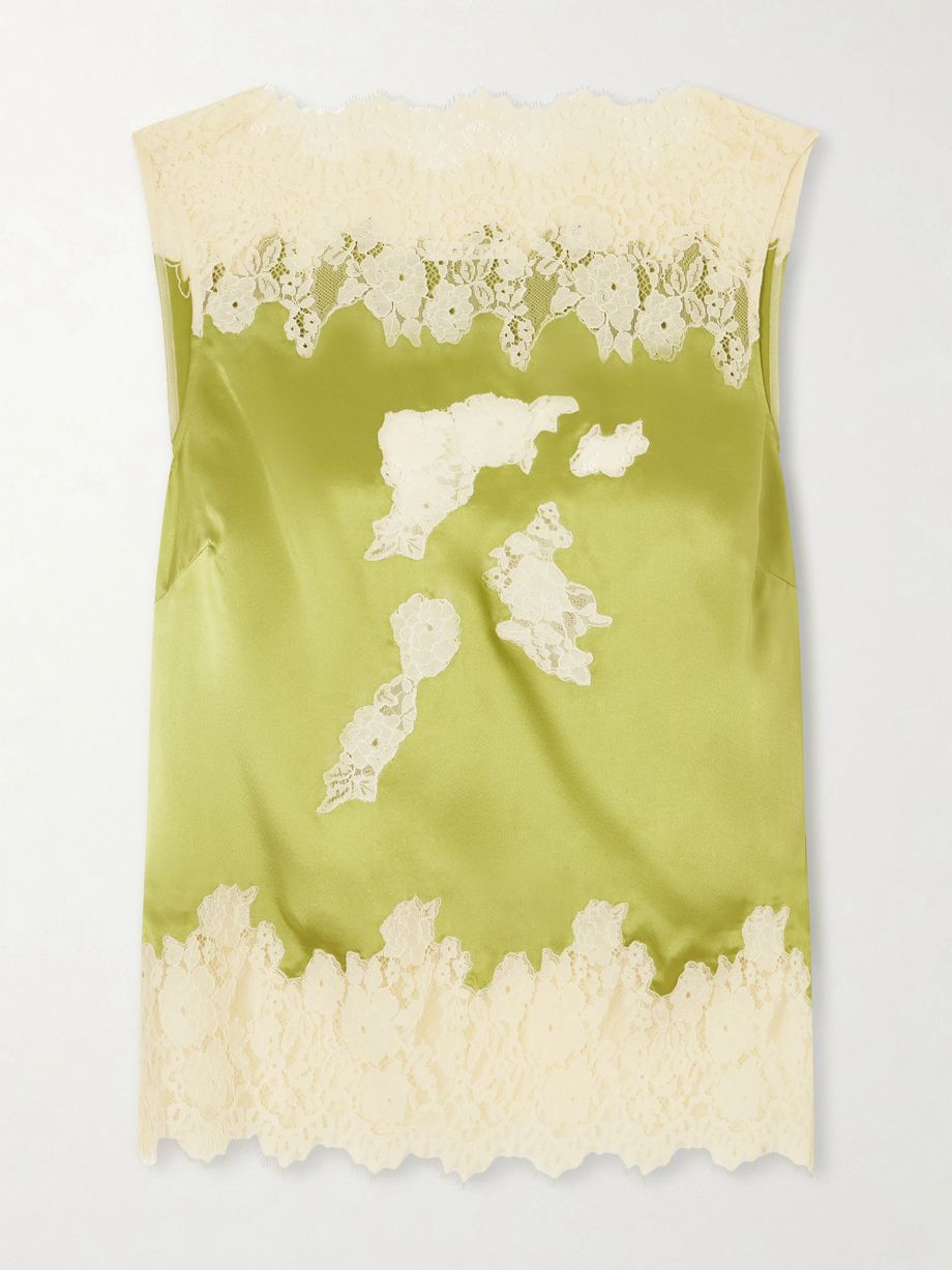 Viviane lace-trimmed silk-satin top