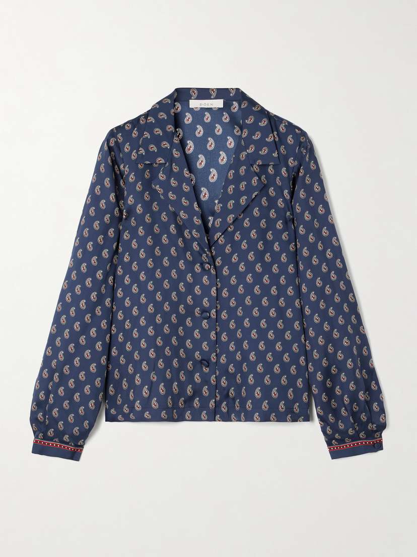 DÔEN Elene Paisley-print Silk-satin Blouse