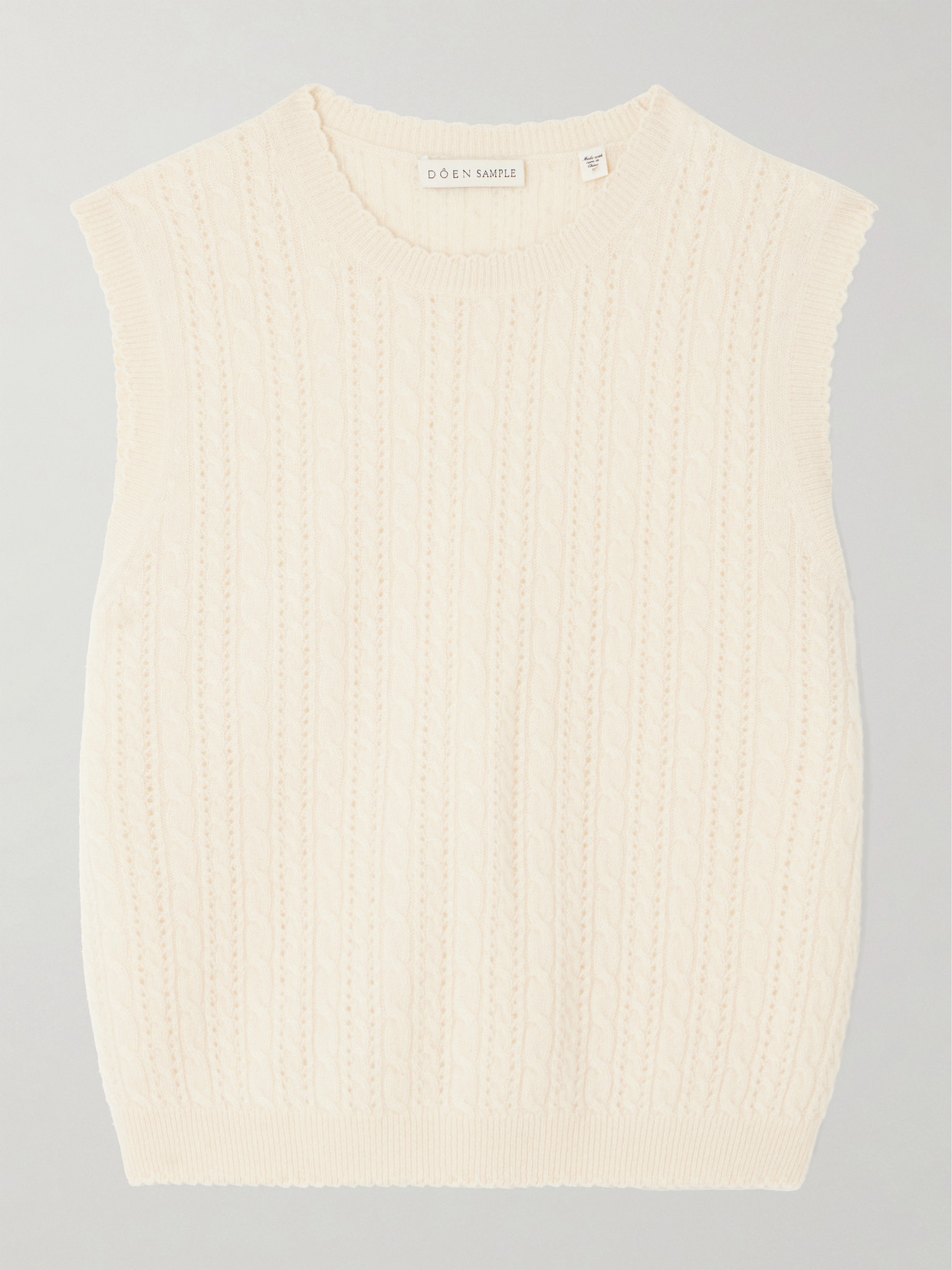 Doen Louden Cropped Cable-knit Cashmere Jumper Waistcoat In White