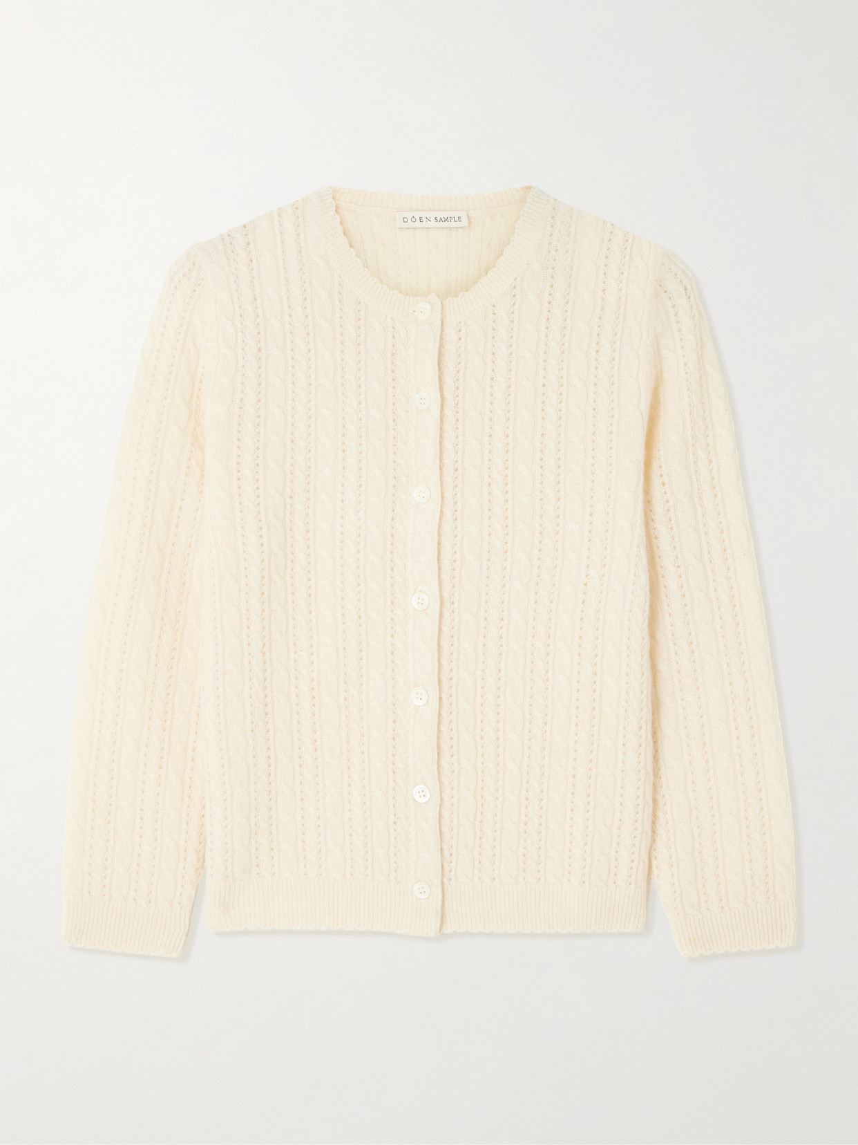 Doen Danae Cropped Cable-knit Cashmere Cardigan In Neutral