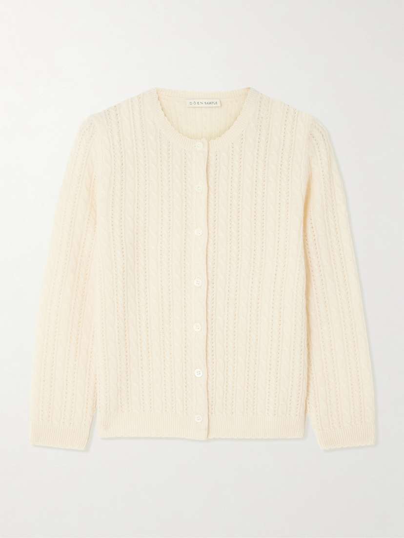 DÔEN Danae Cropped Cable-knit Cashmere Cardigan