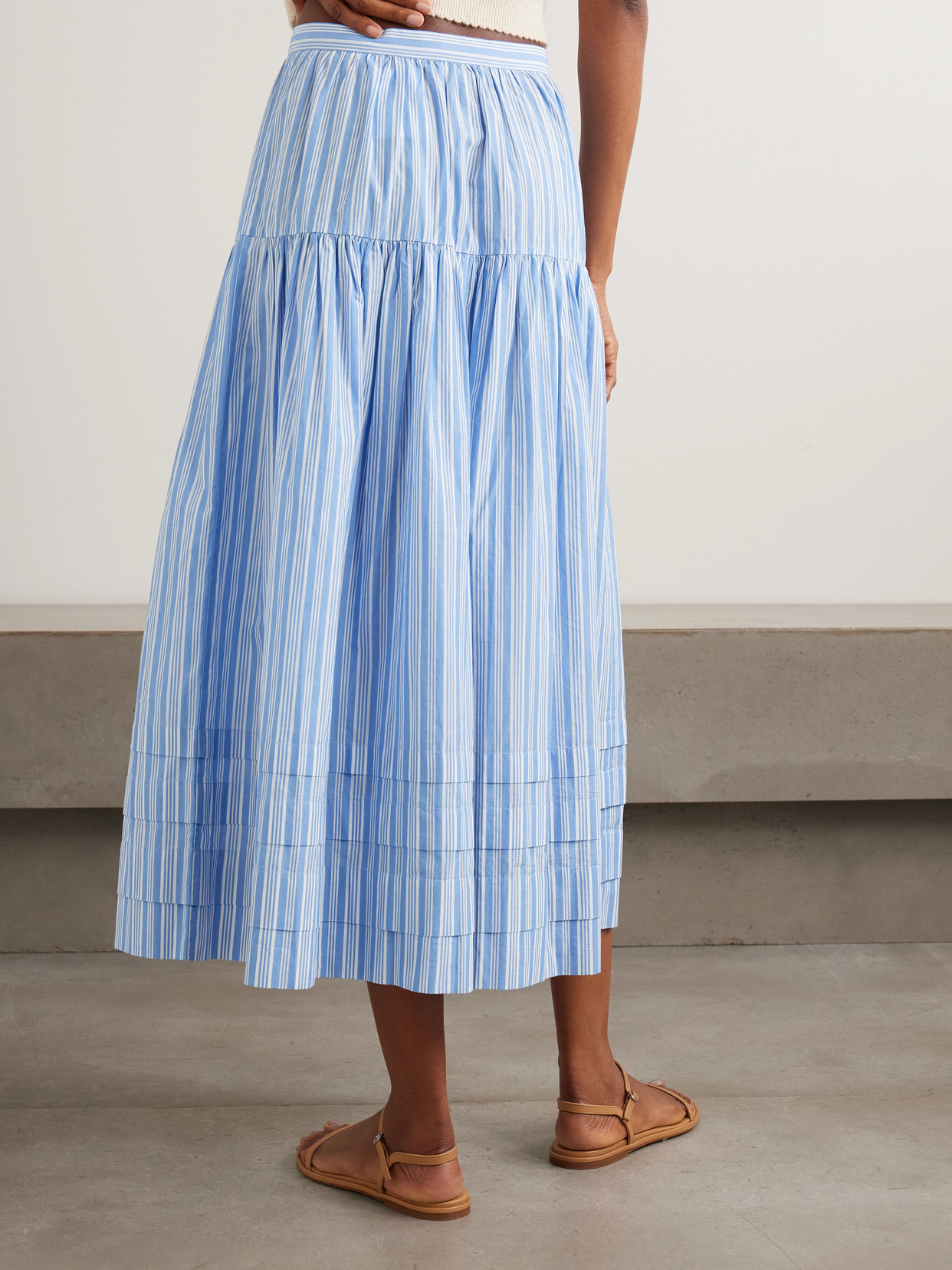 Dôen - Marceline Tiered Striped Organic Cotton Midi