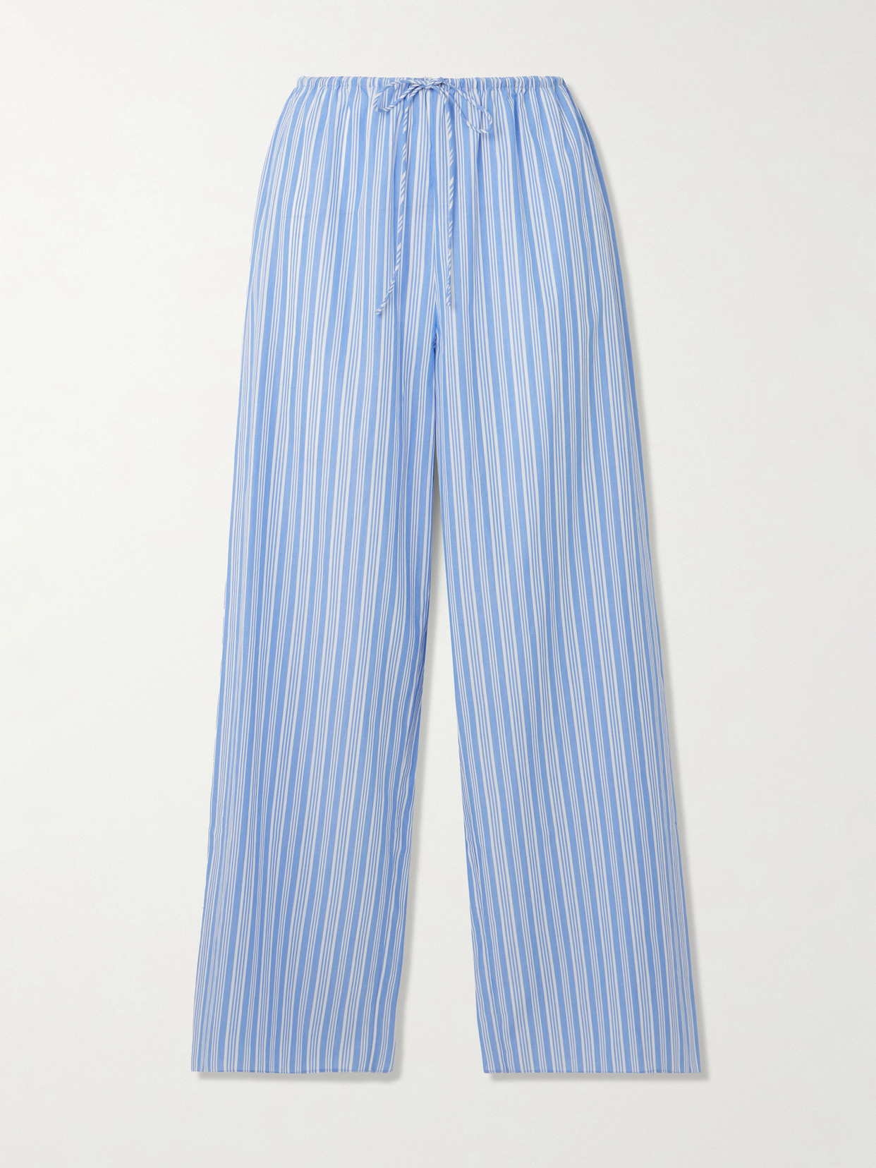 Doen Lavona Striped Organic Cotton Straight-leg Pants In Blue