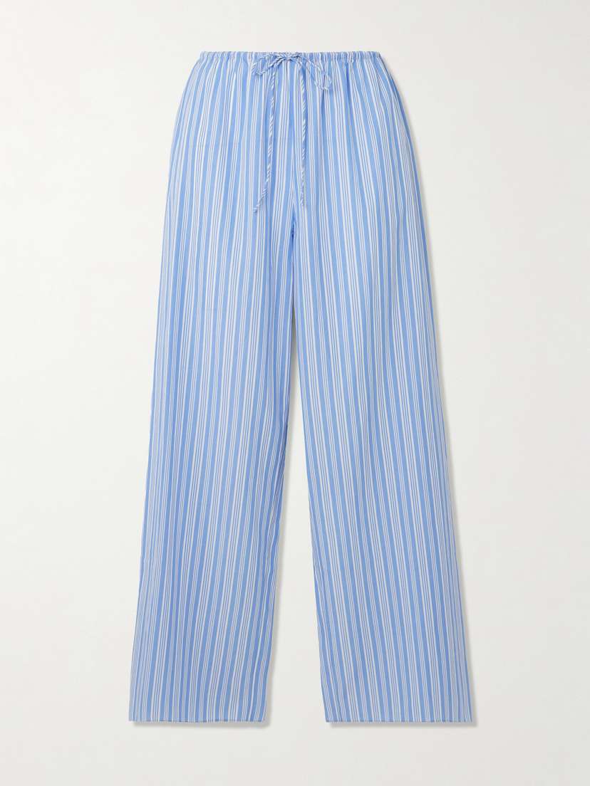 DÔEN Lavona Striped Organic Cotton Straight-leg Pants