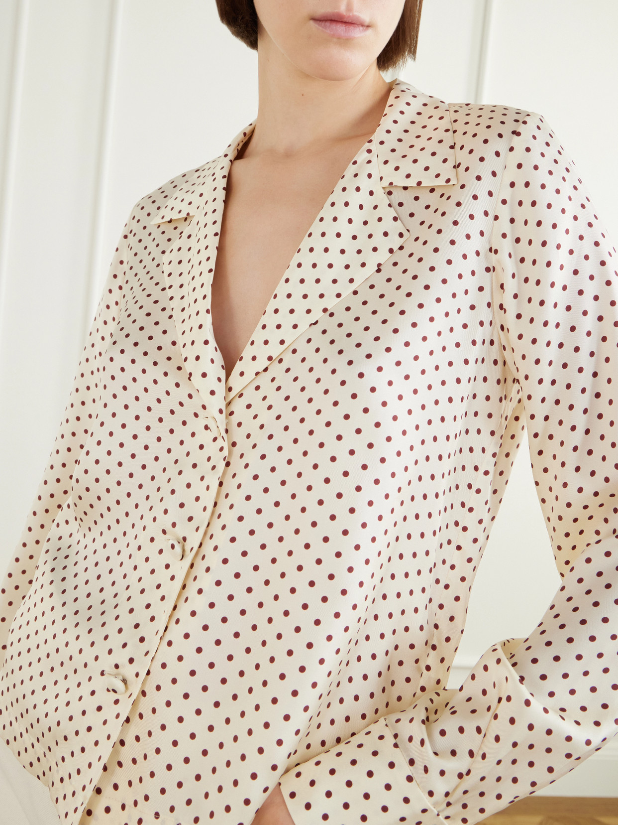 Dôen - Elene Polka-Dot Silk-Blend Twill Blouse