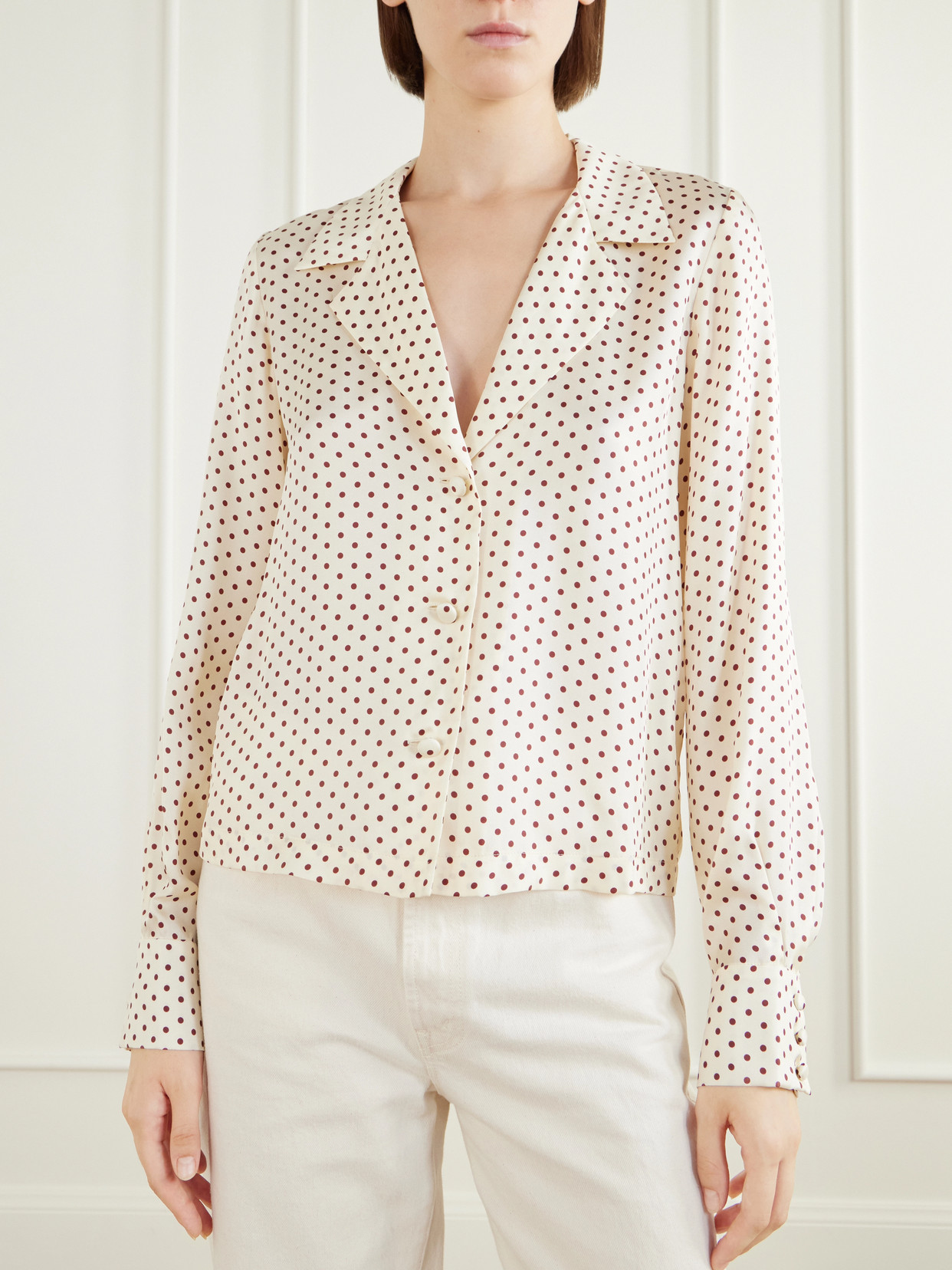 Dôen - Elene Polka-Dot Silk-Blend Twill Blouse