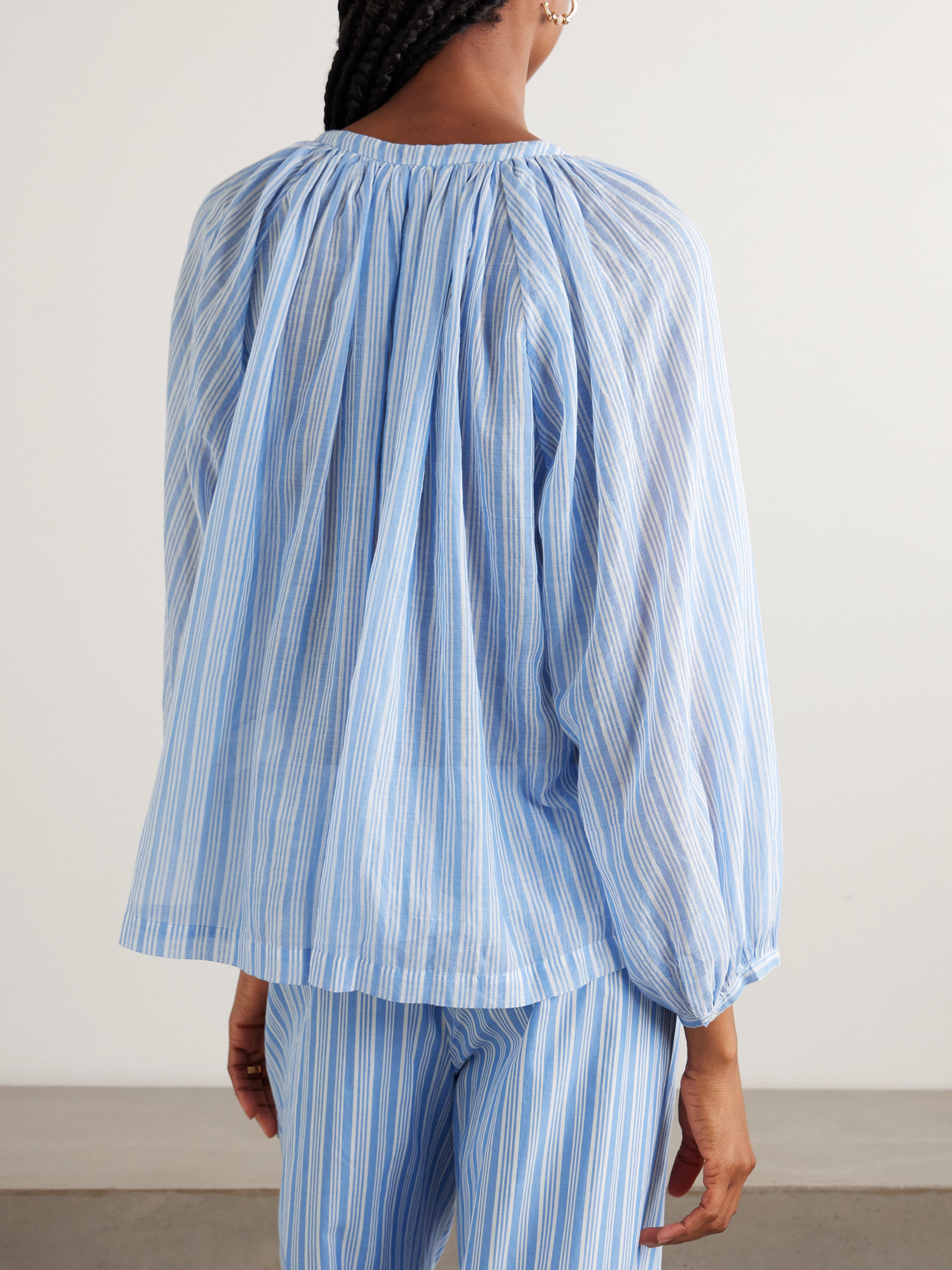 Dôen - Jonie Striped Organic Cotton-Voile Blouse