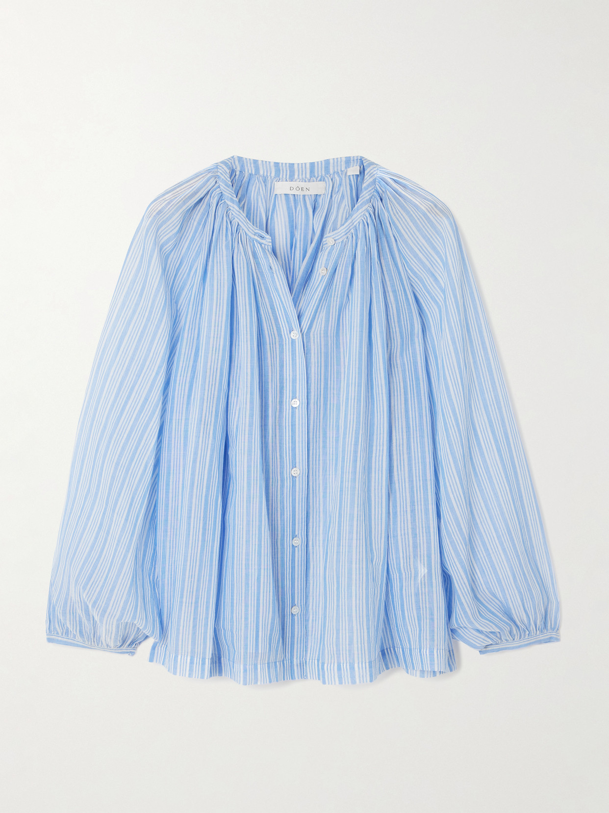 Doen Jonie Striped Organic Cotton-voile Blouse In Multi