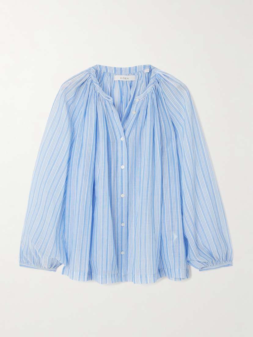 DÔEN Jonie Striped Organic Cotton-voile Blouse