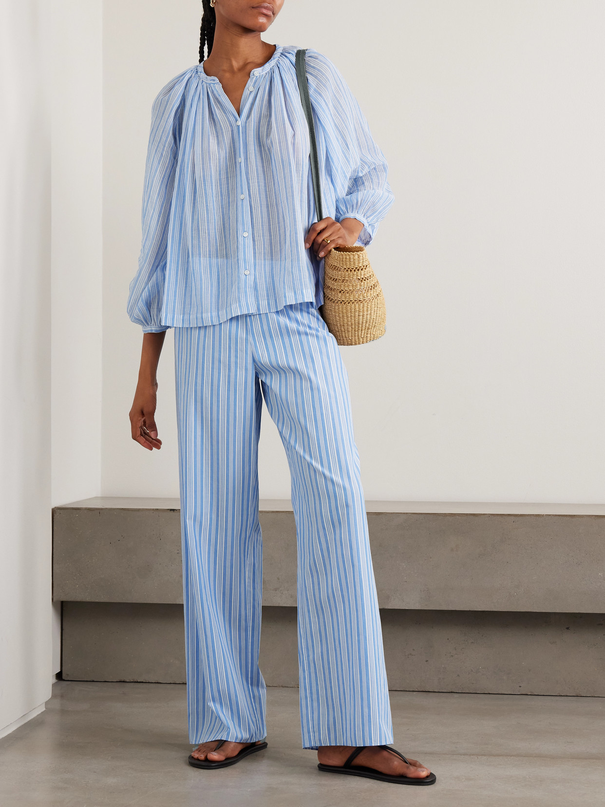Dôen - Jonie Striped Organic Cotton-Voile Blouse