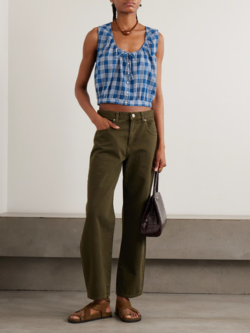 Dôen Theo cropped checked organic cotton top