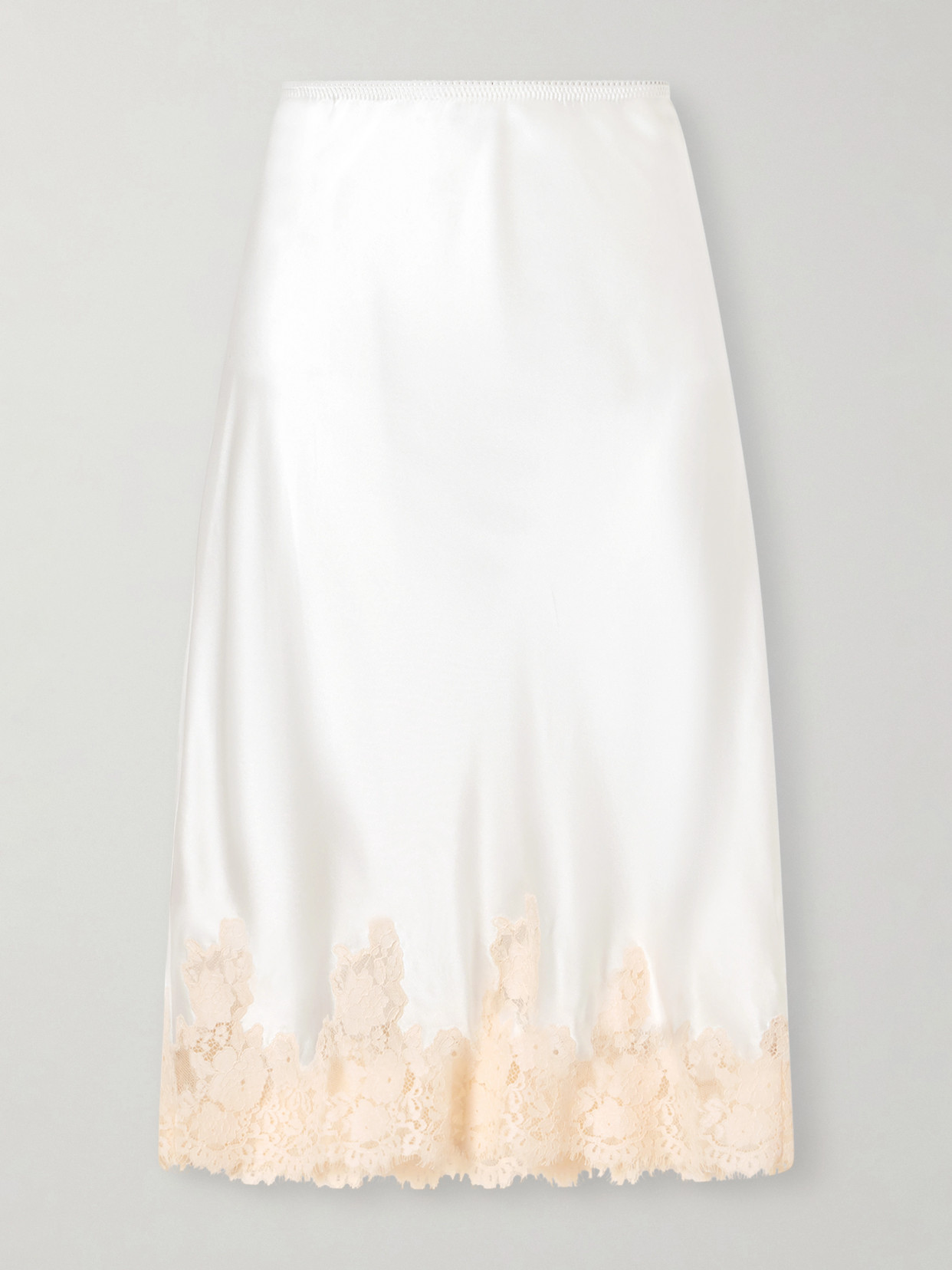 Doen Elowette Lace-trimmed Silk-satin Midi Skirt In White