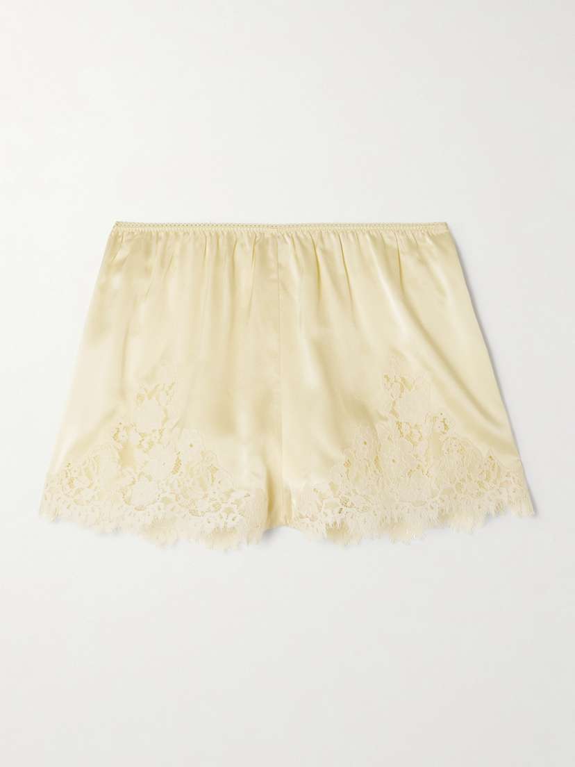 DÔEN Iona Lace-trimmed Silk-satin Shorts