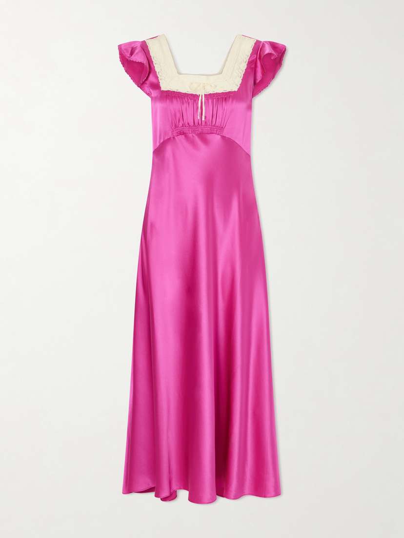 DÔEN Corina Lace-trimmed Silk-satin Midi Dress | Thumbnail 5 DÔEN Corina Lace-trimmed Silk-satin Midi Dress | Thumbnail 5