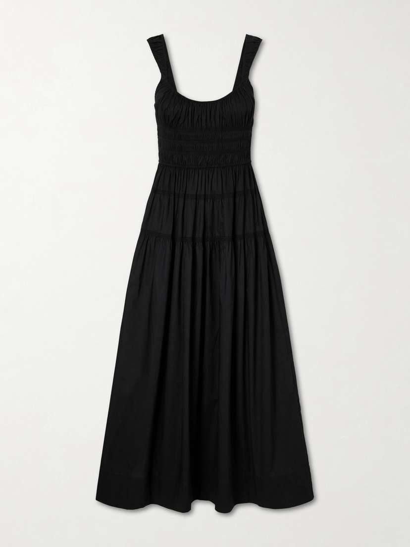 DÔEN Clover Smocked Organic Cotton-poplin Midi Dress