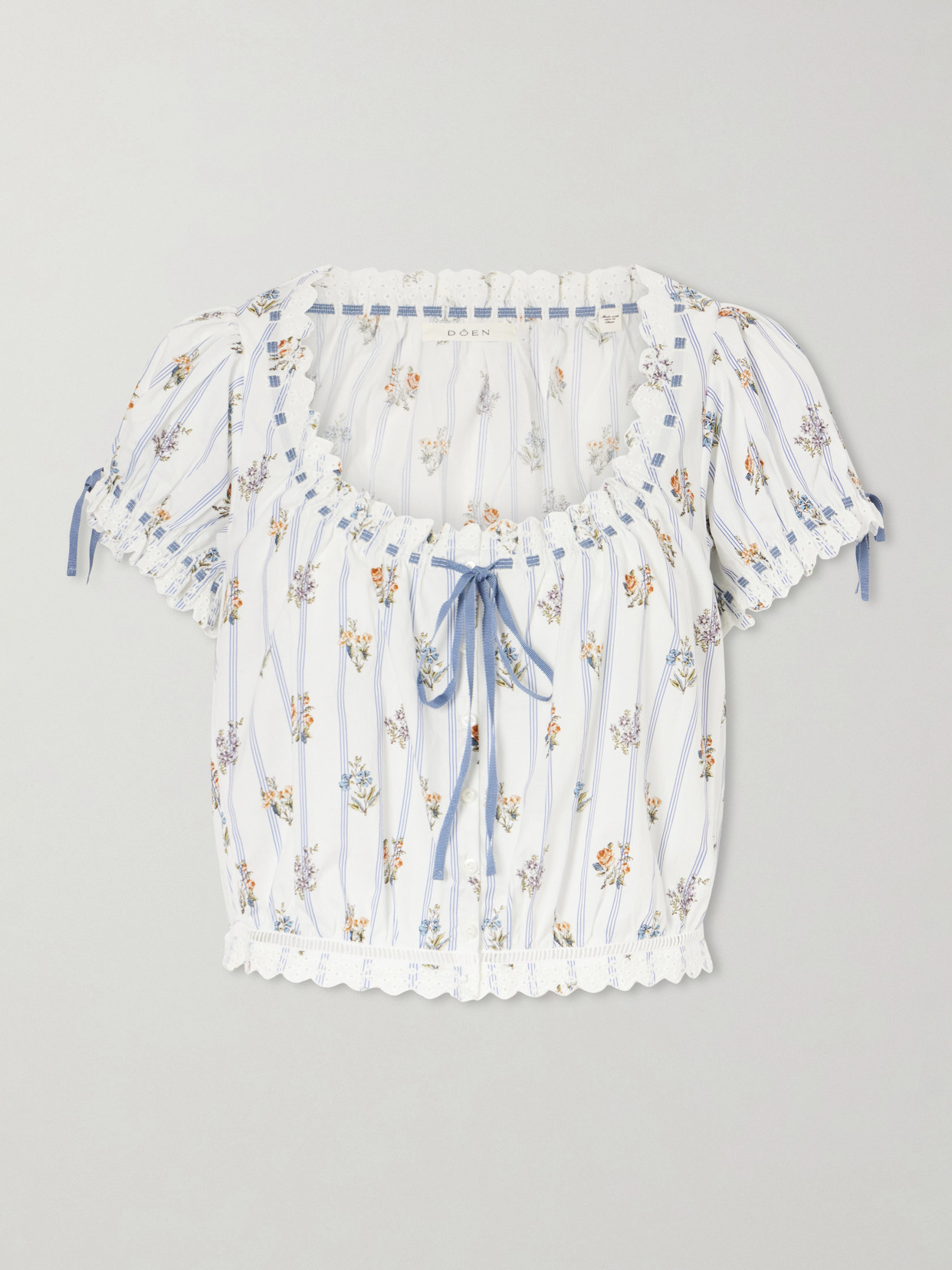 Doen Nera Broderie Anglaise Organic Cotton Blouse In White