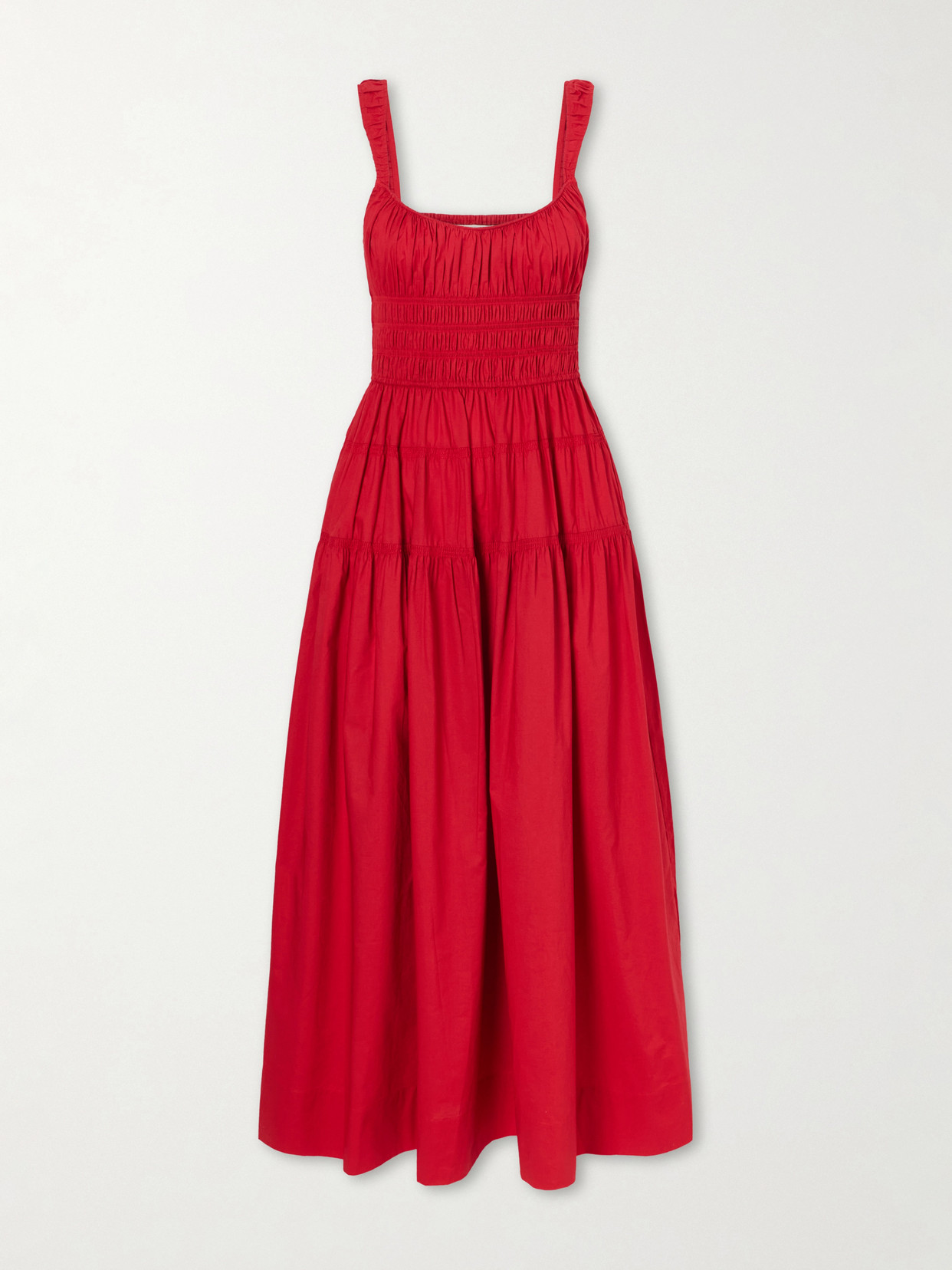 Doen Clover Organic Cotton-poplin Midi Dress In Red
