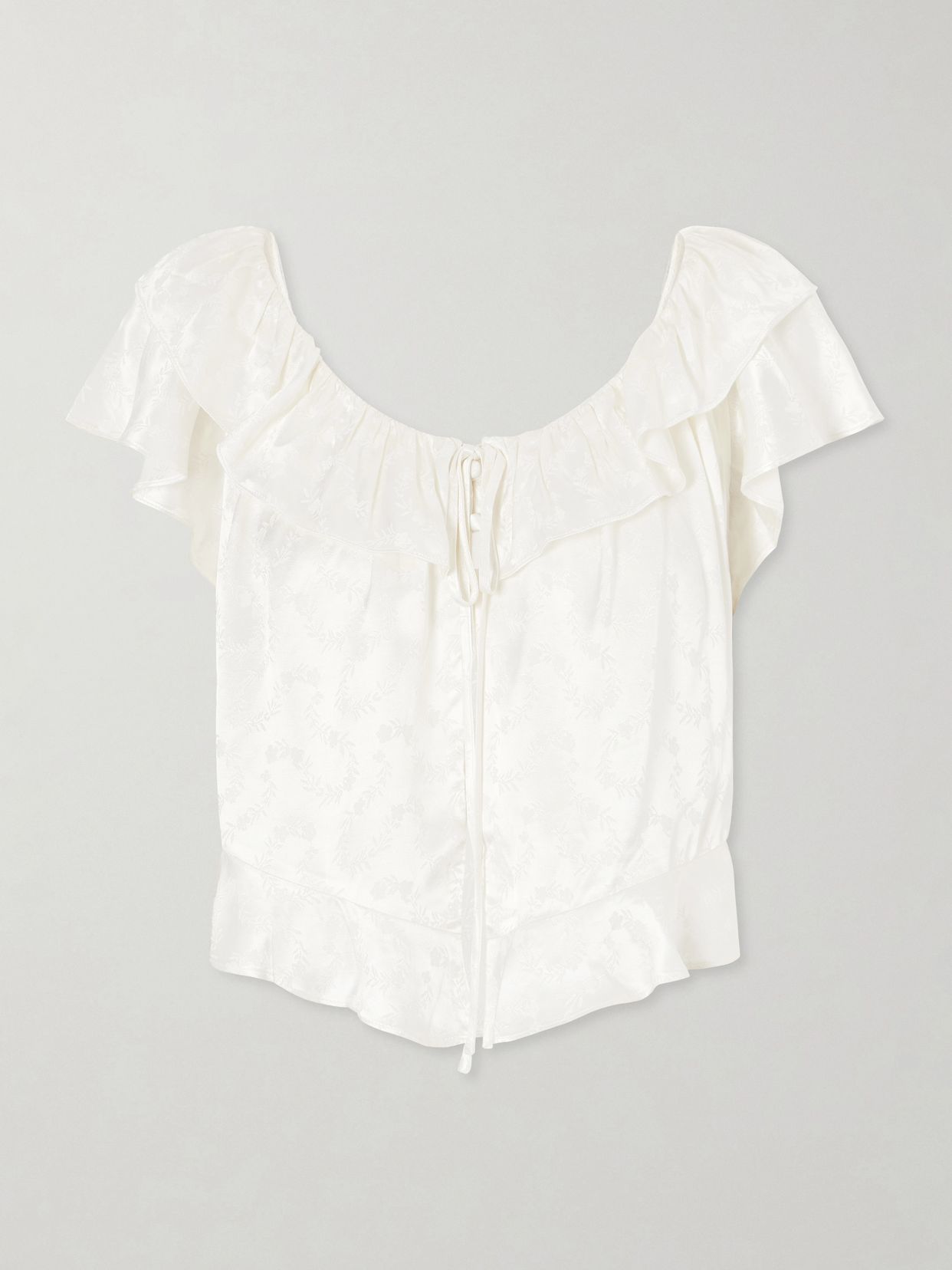 Floriette ruffled satin-jacquard blouse