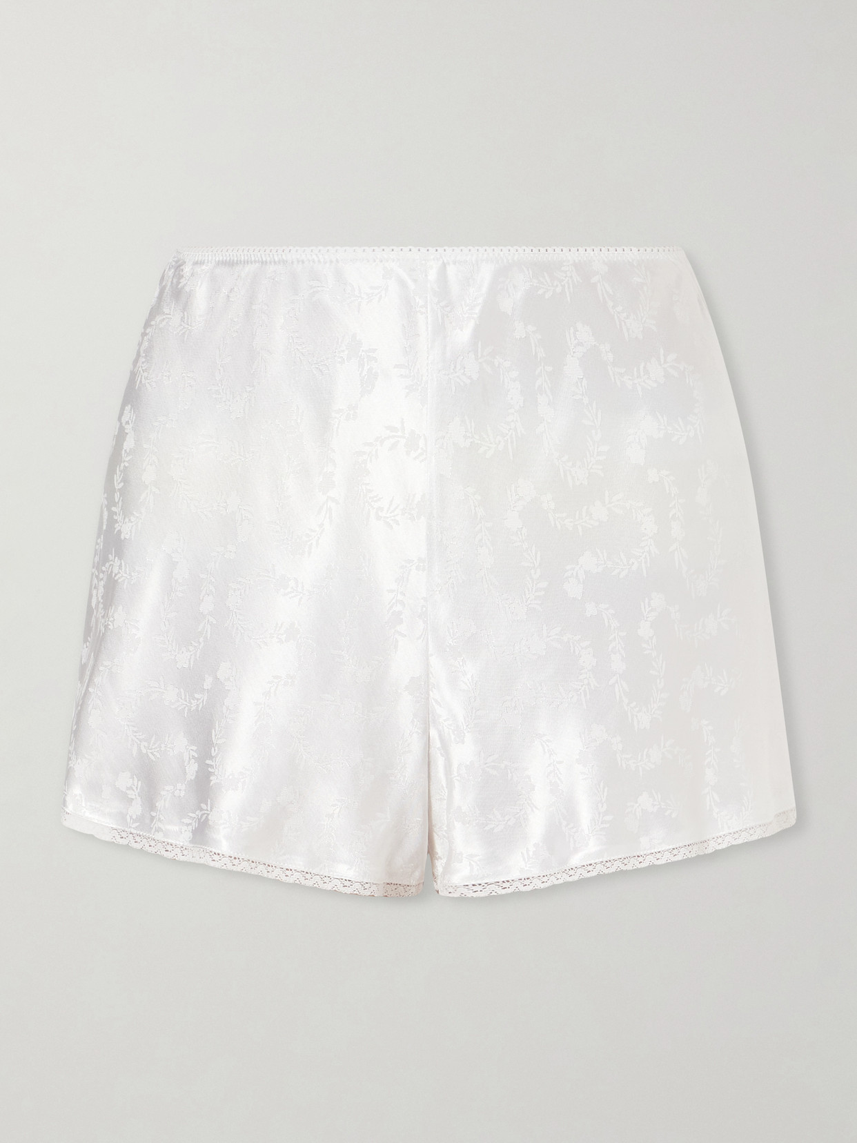 Doen Loren Floral Lenzing™ Ecovero™-blend Satin-jacquard Shorts In White