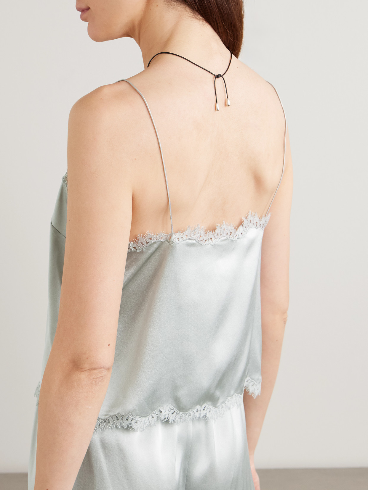 Dôen - Loure Lace-Trimmed Silk-Satin Top