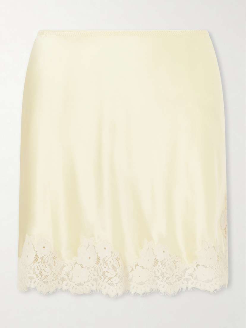 DÔEN Giulietta Lace-trimmed Silk-charmeuse Mini Skirt