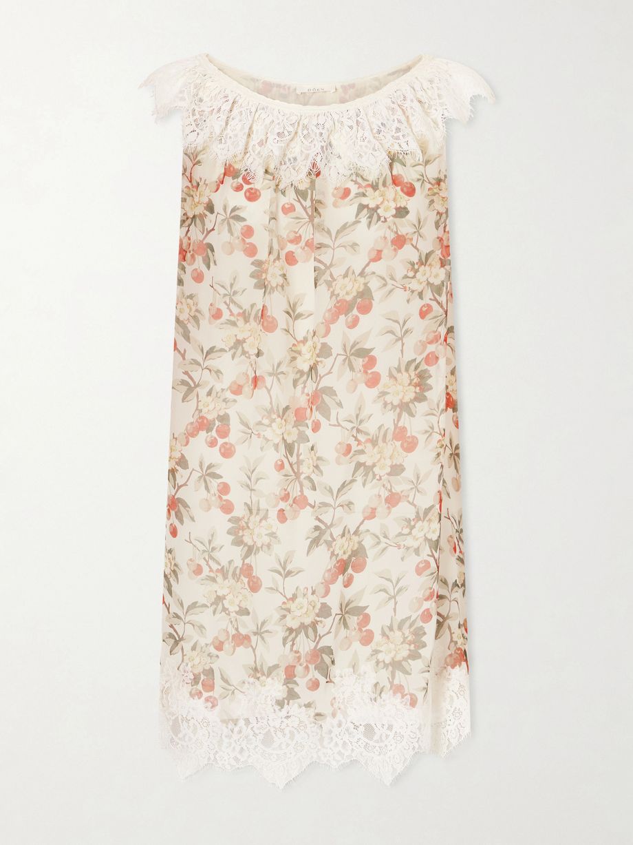 Paloma lace-trimmed floral-print silk-chiffon mini dress