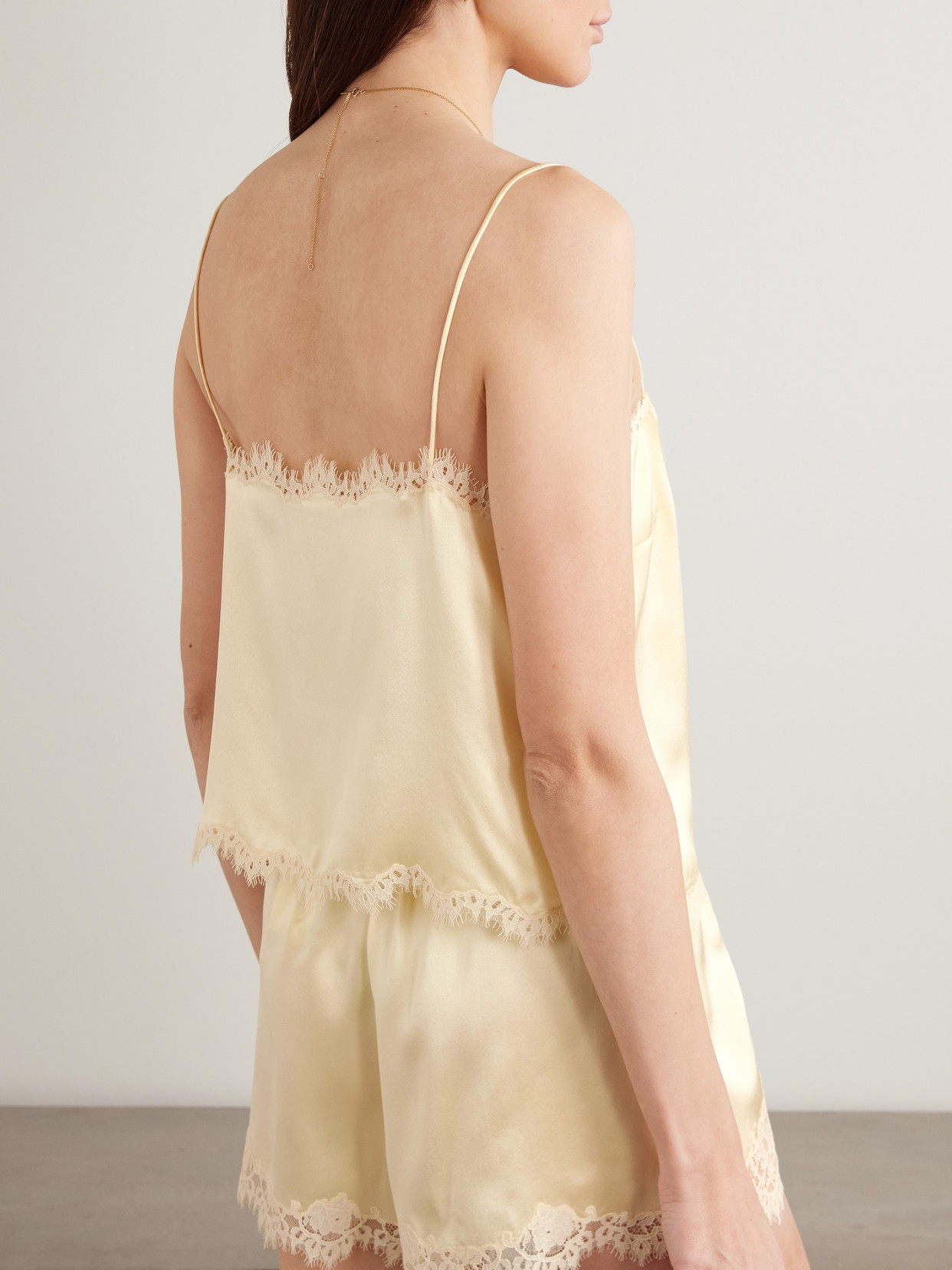 Dôen - Loure Lace-Trimmed Silk-Satin Top