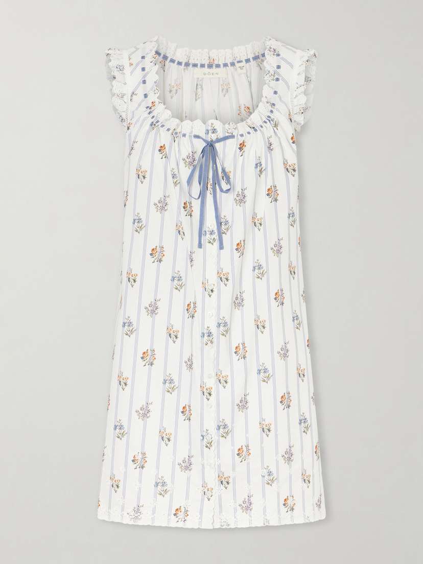 DÔEN Nessie Embroidered Striped Floral-print Organic Cotton Mini Dress | Thumbnail 5 DÔEN Nessie Embroidered Striped Floral-print Organic Cotton Mini Dress | Thumbnail 5