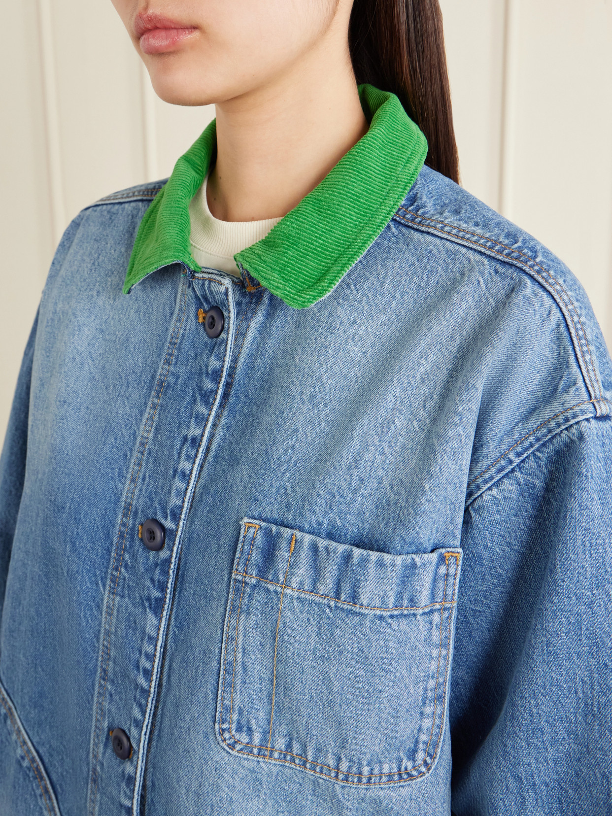 Dôen - Pascual Corduroy-Trimmed Denim Jacket