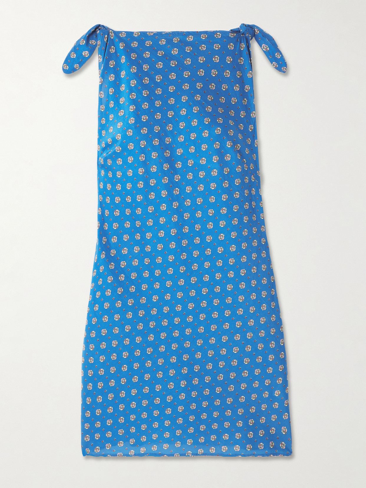Doen Maltina Tie-detailed Printed Cotton And Silk-blend Mini Dress In Blue