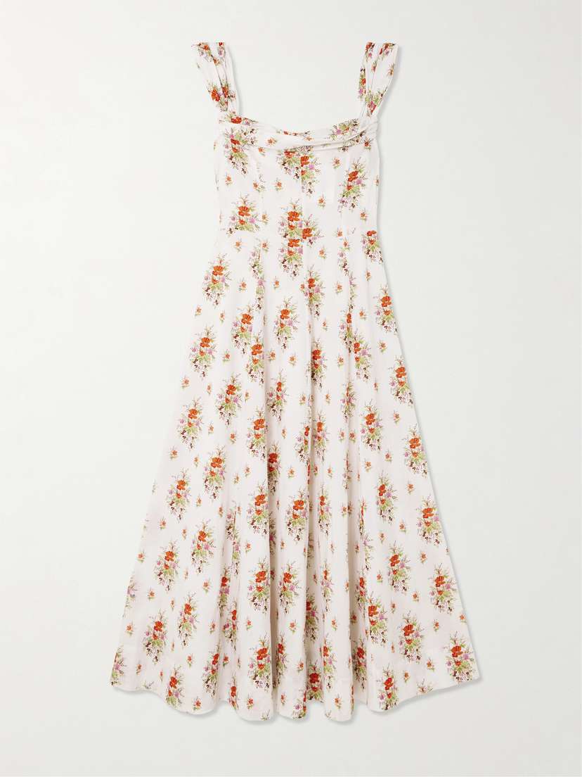 DÔEN Clea Ruffled Floral-print Organic Cotton Midi Dress
