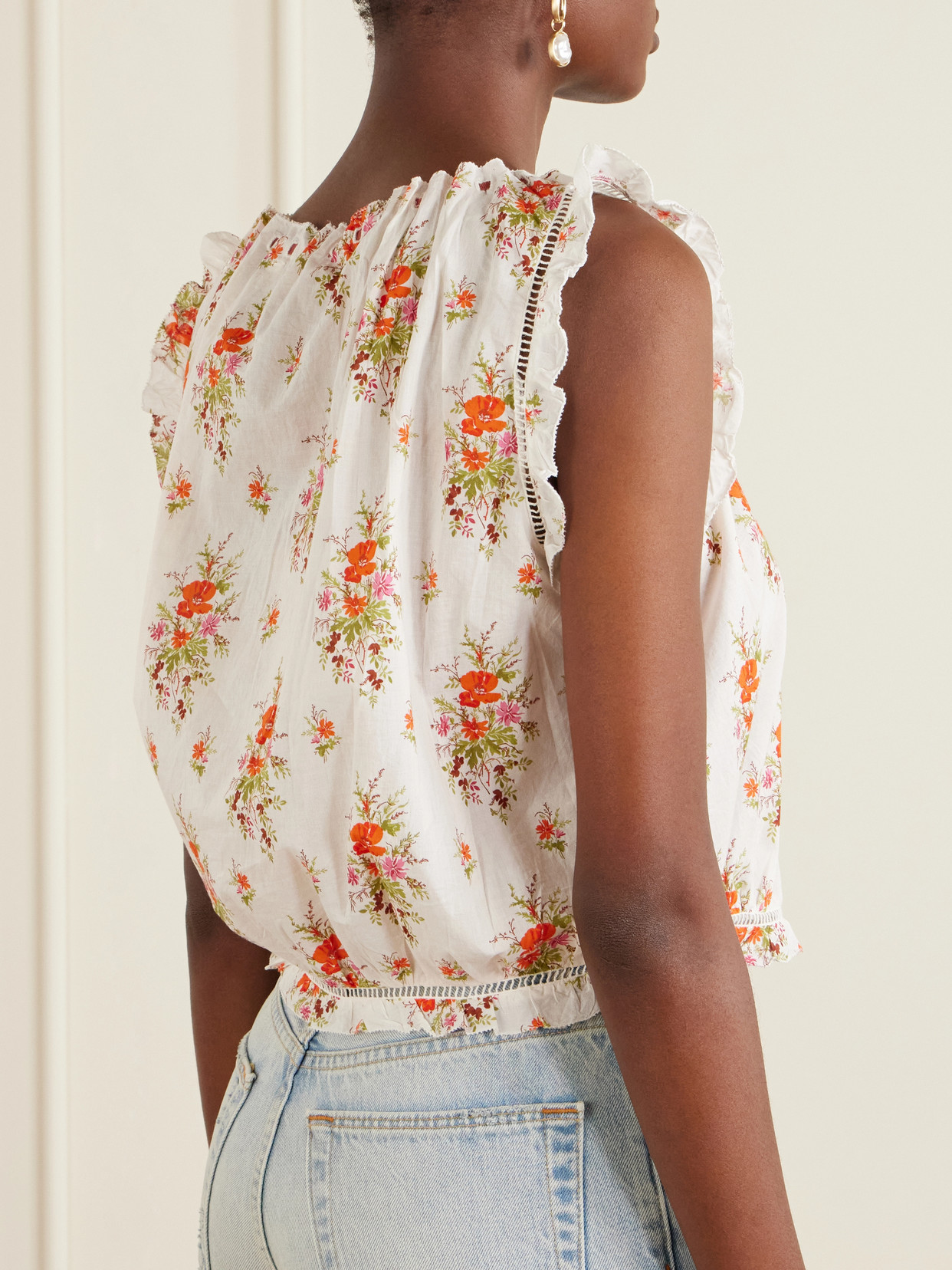 Dôen - Traveler Embroidered Floral-Print Organic Cotton Blouse