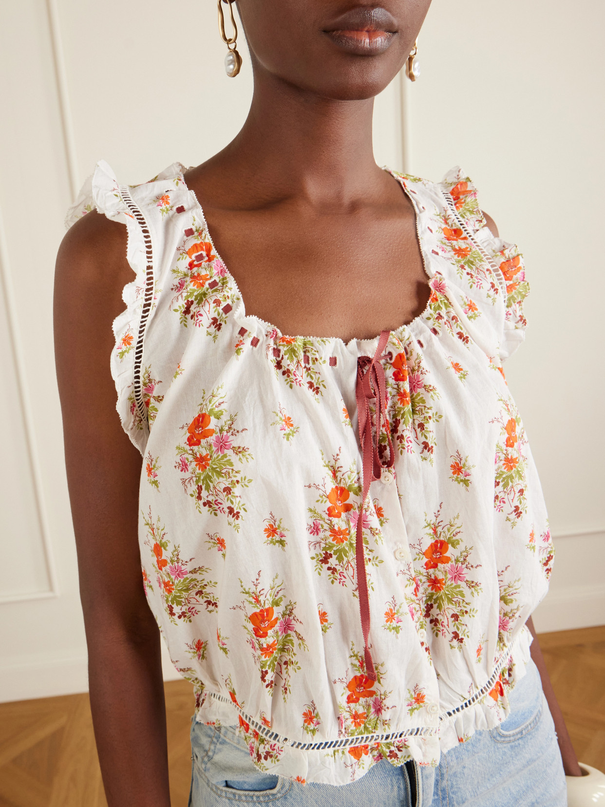 Dôen - Traveler Embroidered Floral-Print Organic Cotton Blouse