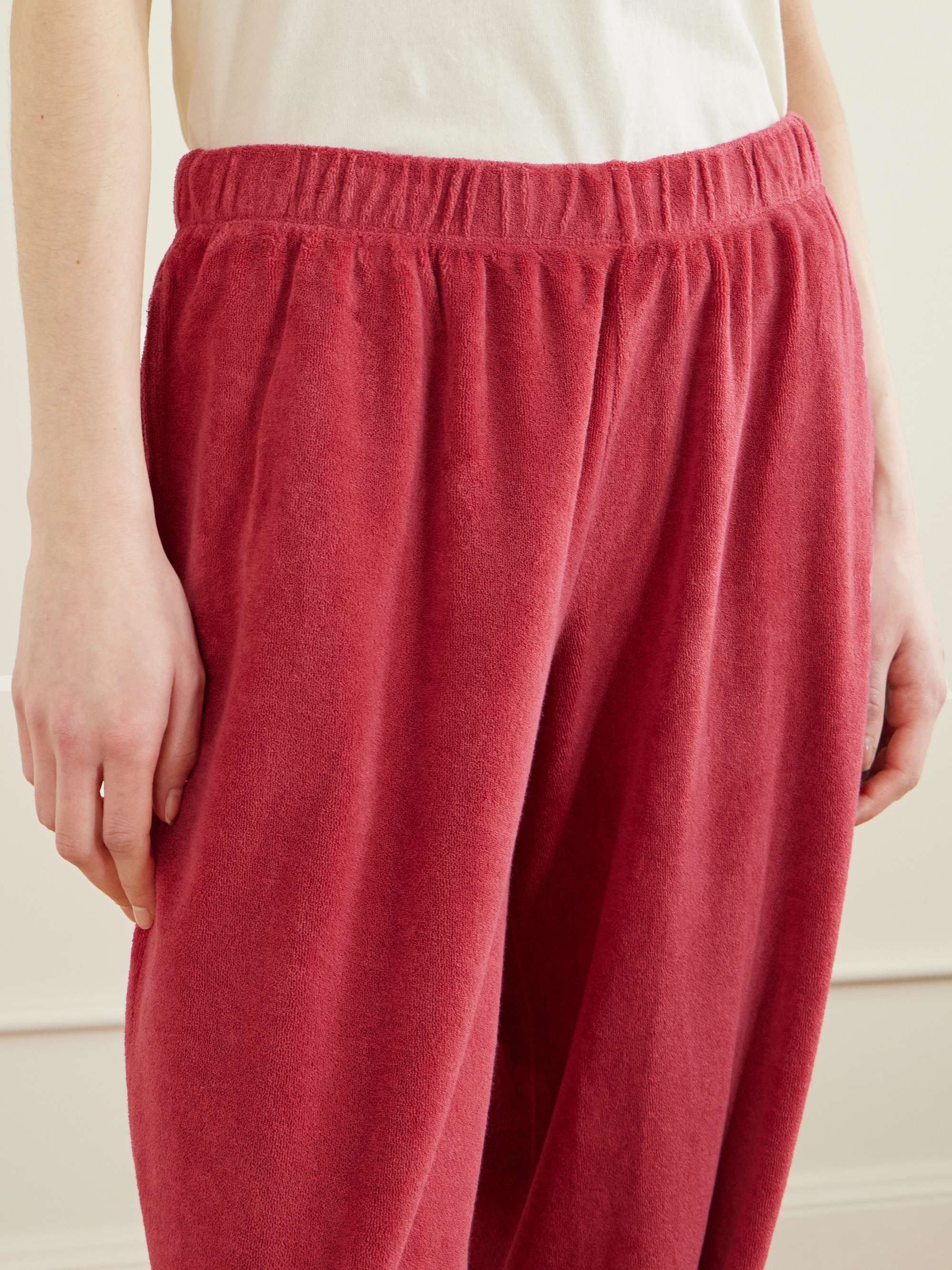 SUZIE KONDI Paxos cotton-blend terry track pants | NET-A-PORTER