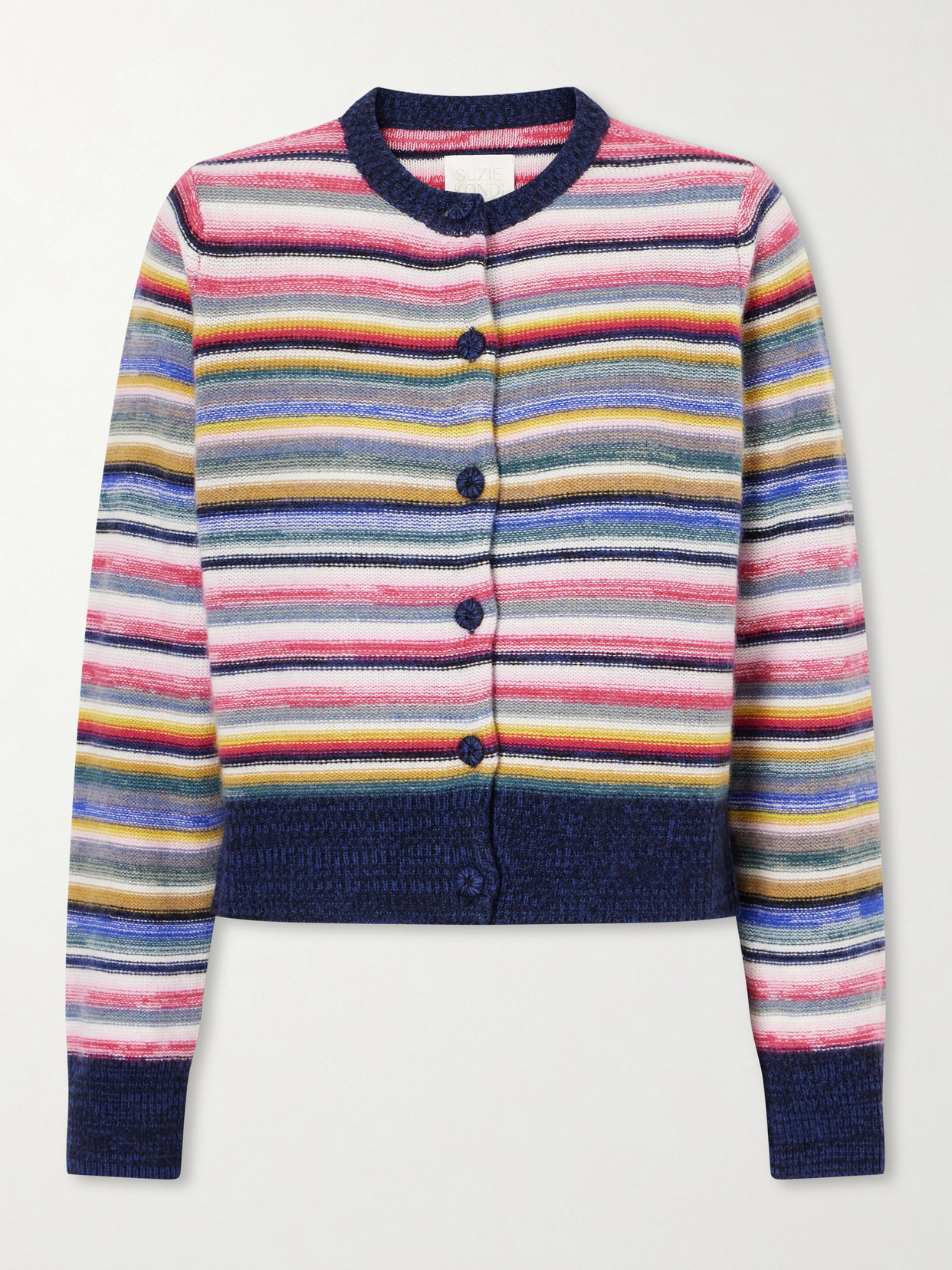 Suzie Kondi Kandria Cropped Striped Cashmere Cardigan In Multi
