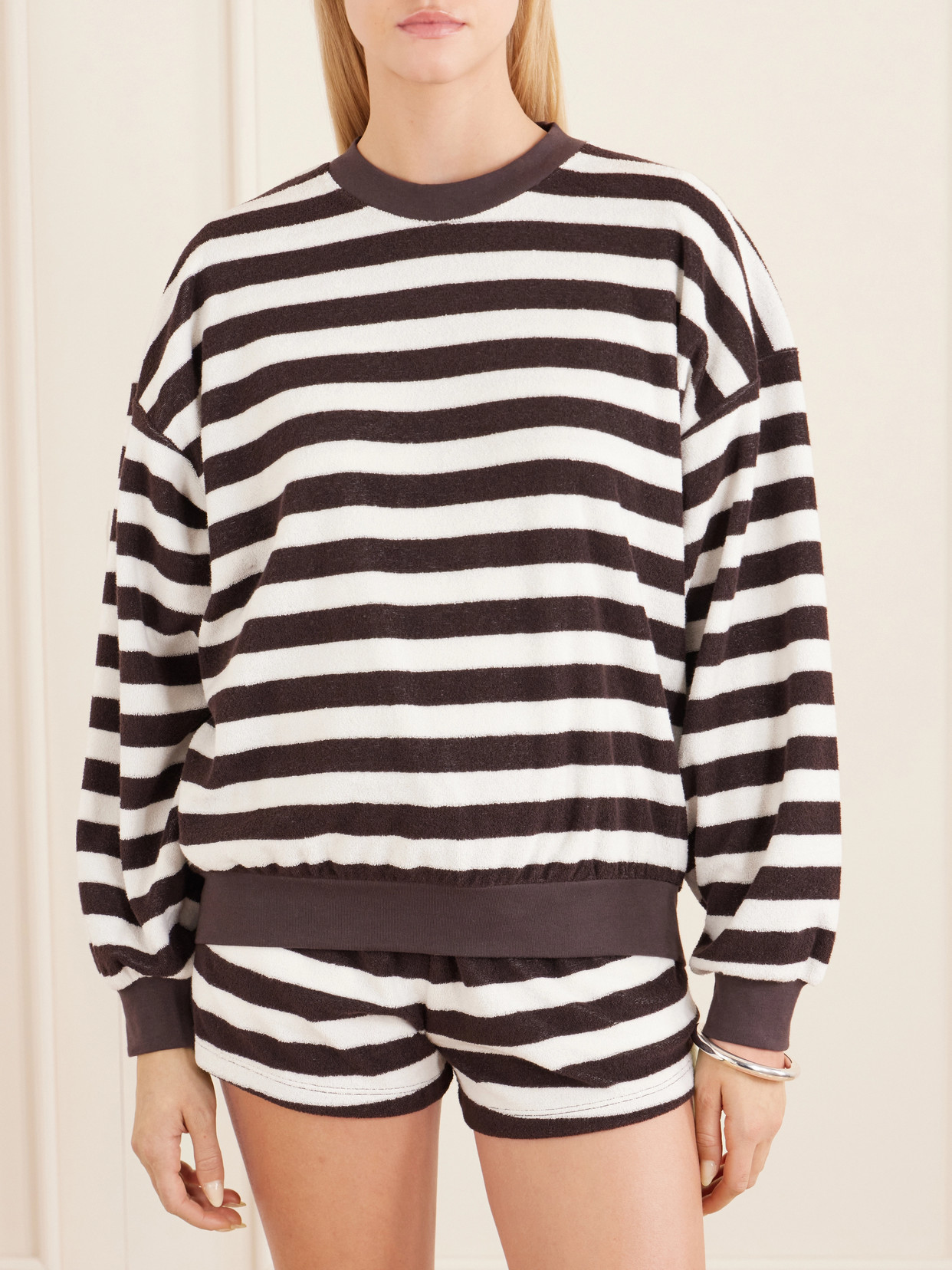 Sifnos Striped Cotton-Blend Terry Sweatshirt