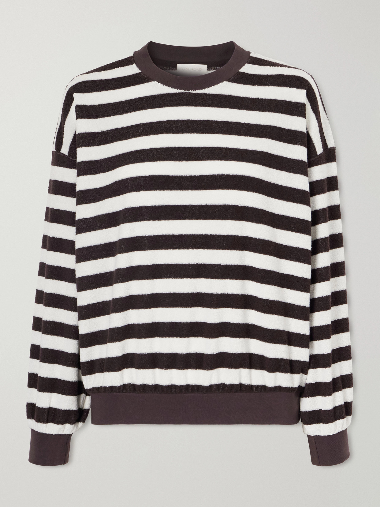 Suzie Kondi Sifnos Striped Cotton-blend Terry Sweatshirt In Brown