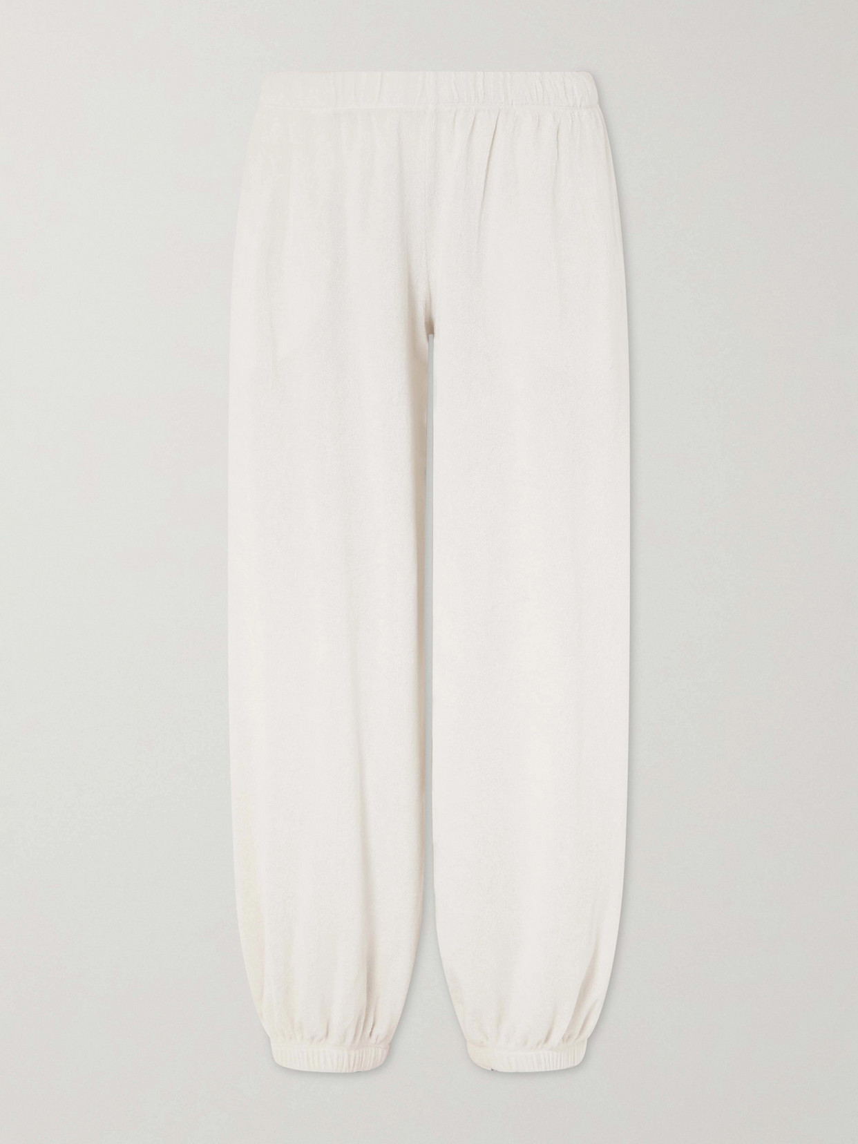 Suzie Kondi Paxos Cotton-blend Terry Track Pants In Neutral