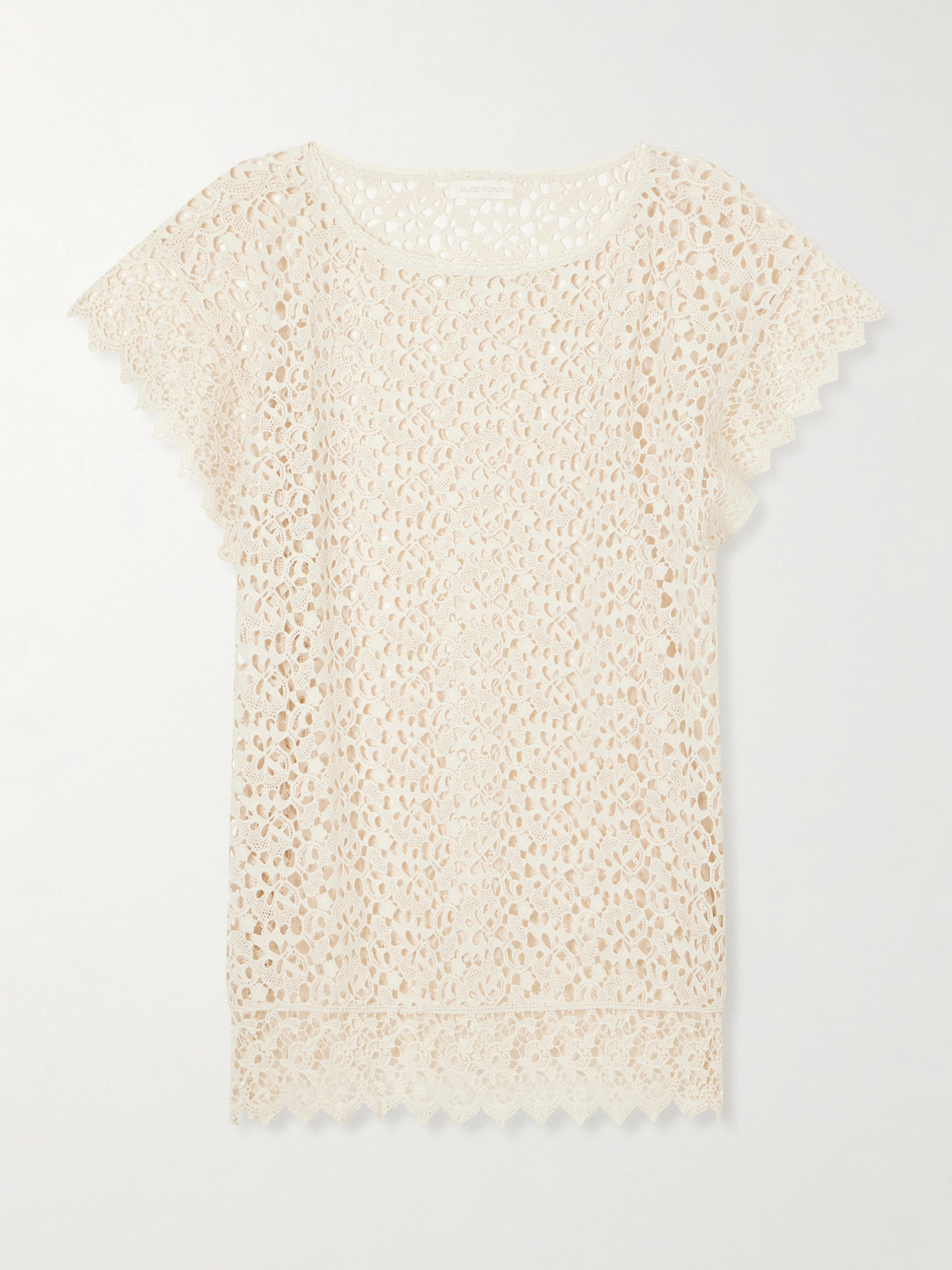 Suzie Kondi Kristina Crocheted Cotton Mini Dress In Neutral