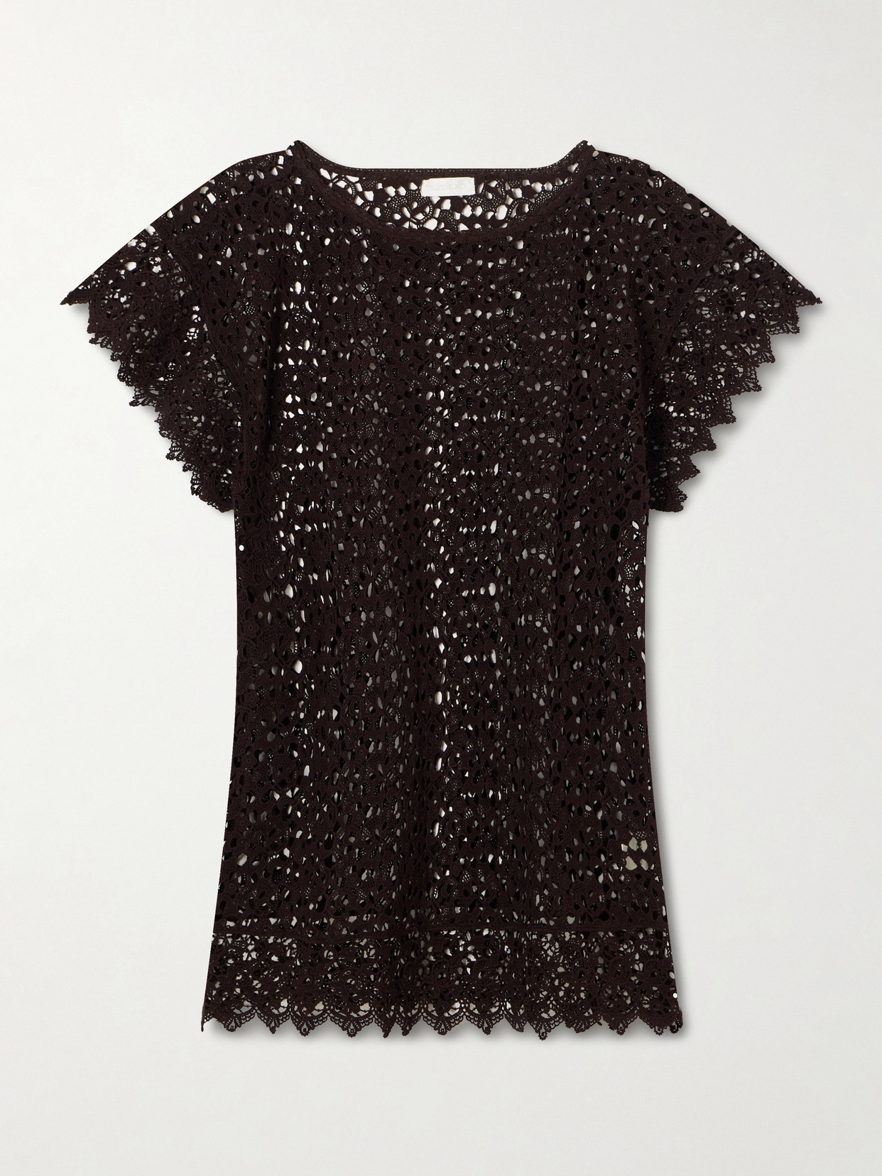 Suzie Kondi Kristina Crocheted Cotton Mini Dress In Brown