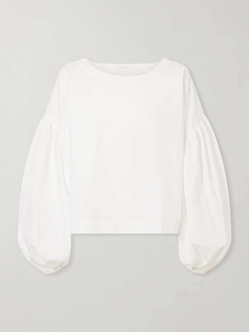 Suzie Kondi Balon Cropped Gathered Cotton-poplin Blouse | Thumbnail 5 Suzie Kondi Balon Cropped Gathered Cotton-poplin Blouse | Thumbnail 5